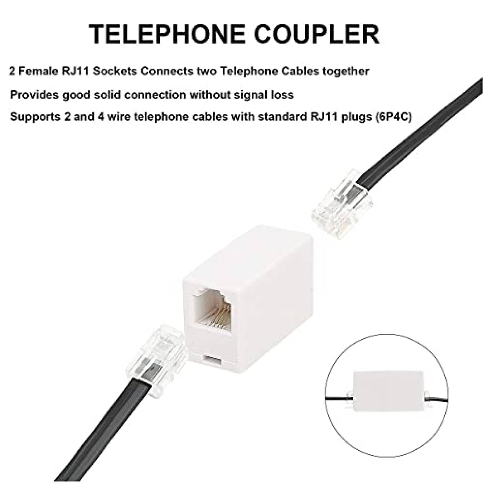 Cable de telefono fijo KINXIYU K-T-50W 50ft enchufe RJ11