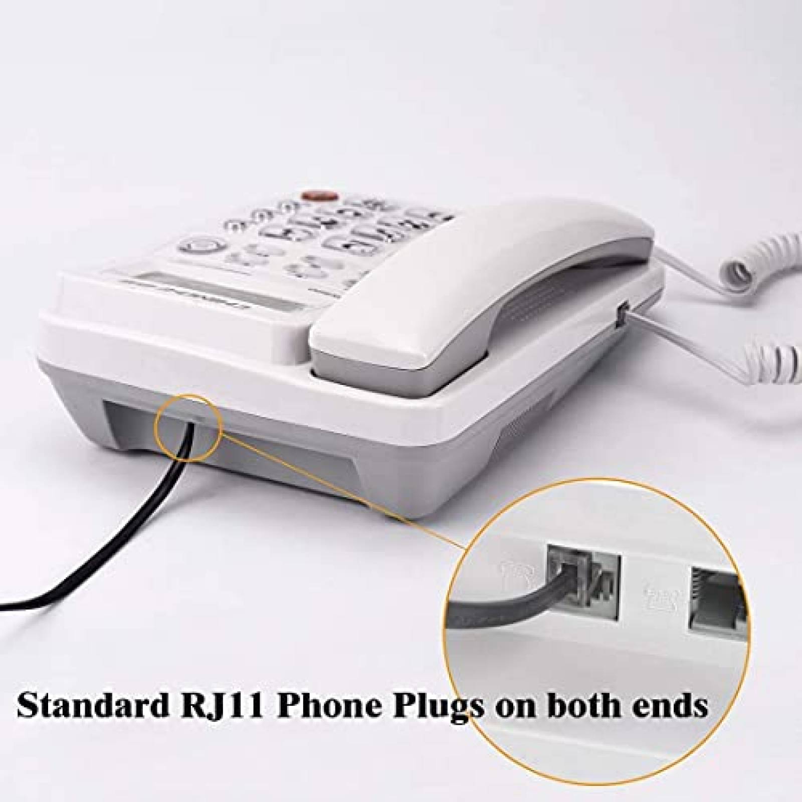 Cable de telefono fijo KINXIYU K-T-50W 50ft enchufe RJ11