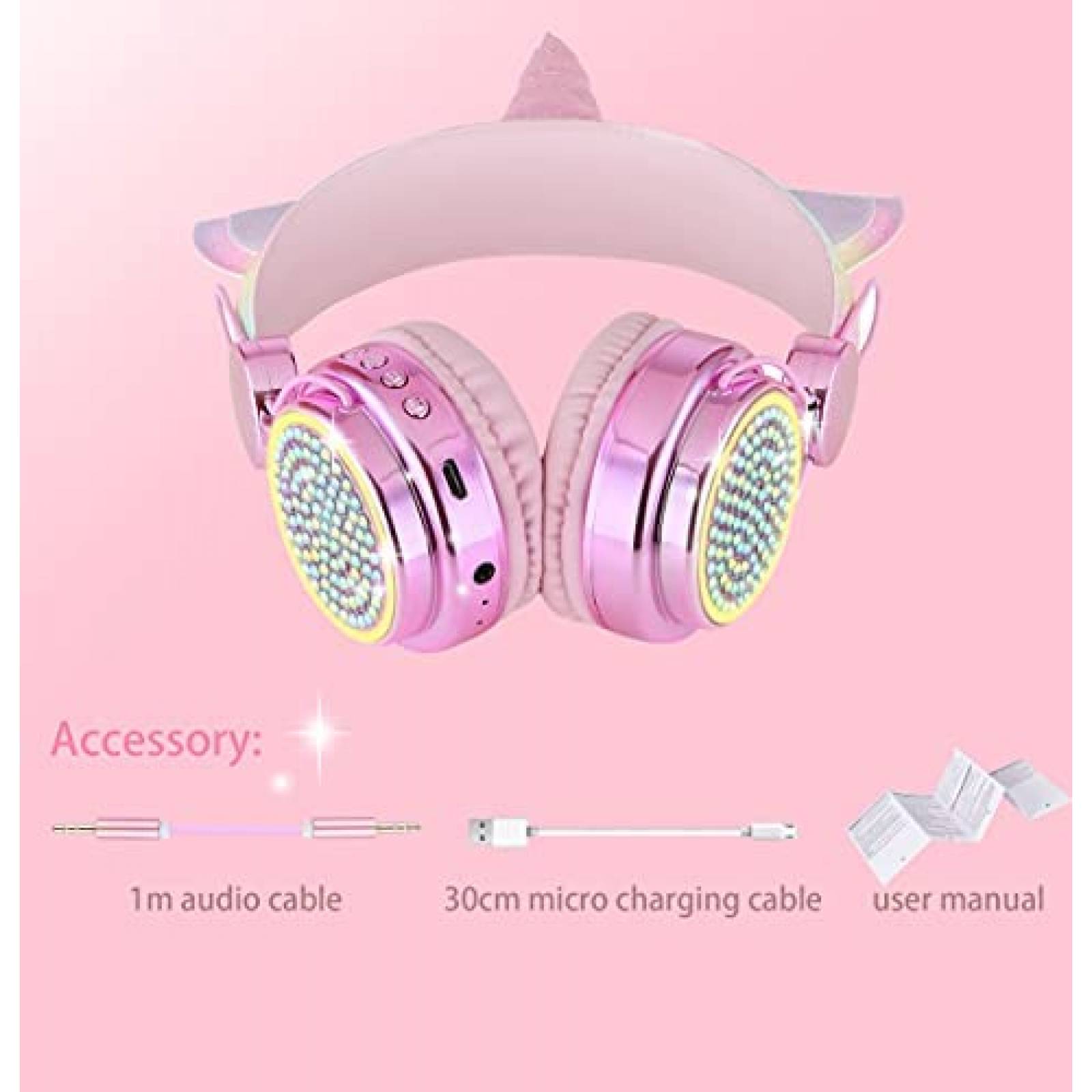 Audífonos Inalámbricos Bluetooth Unicornio Led Micrófono