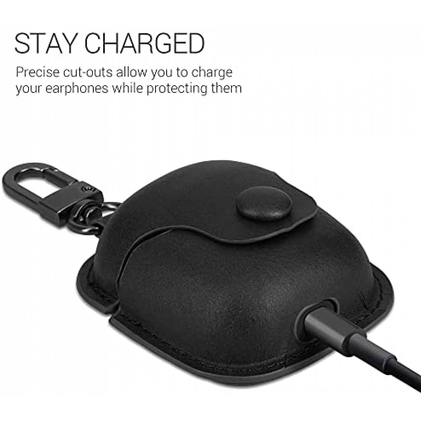 Funda de Piel kwmobile para Audifonos JBL Tune 220TWS -Negro
