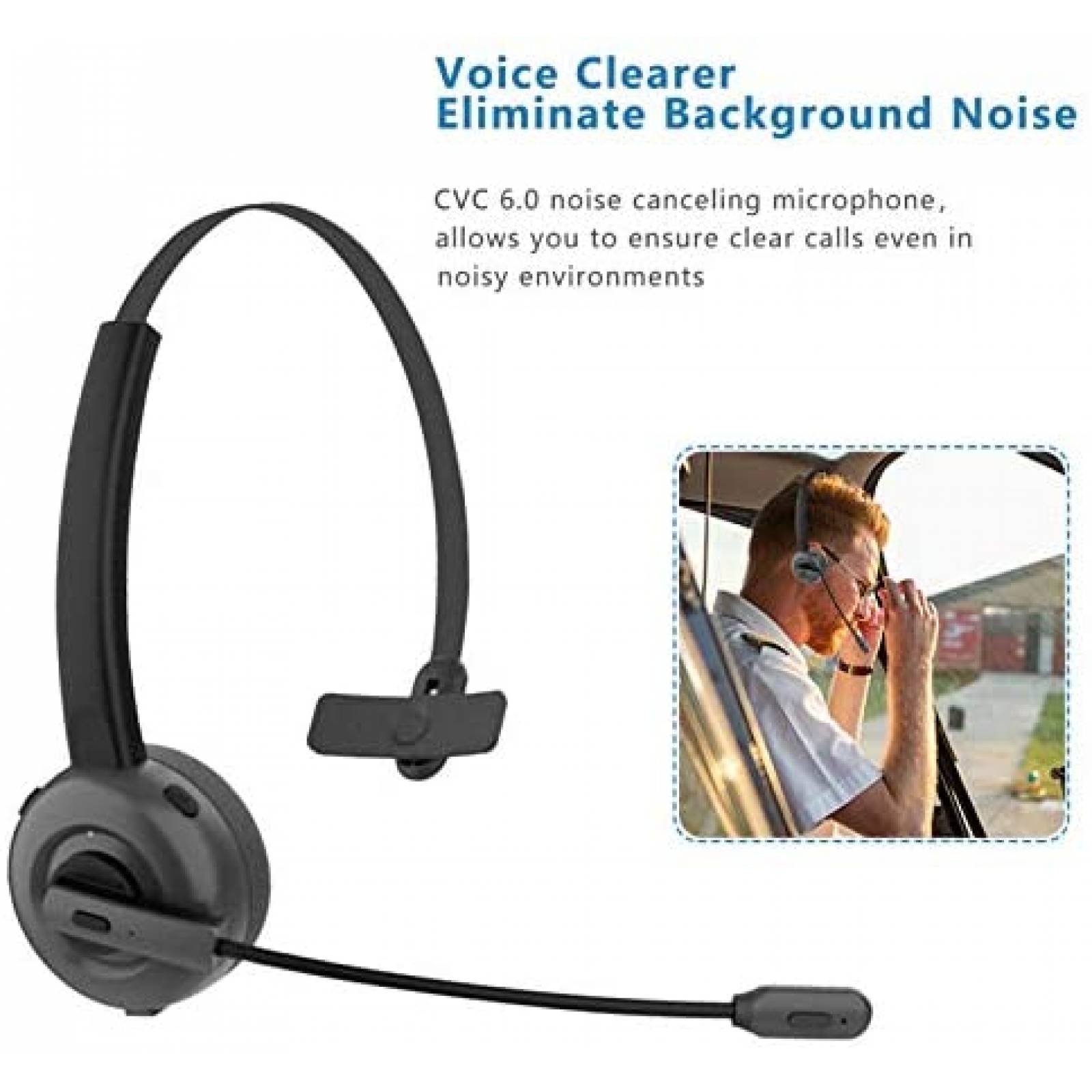Headset de Oficina Lambergini c/Cancelacion de Ruido -Negro