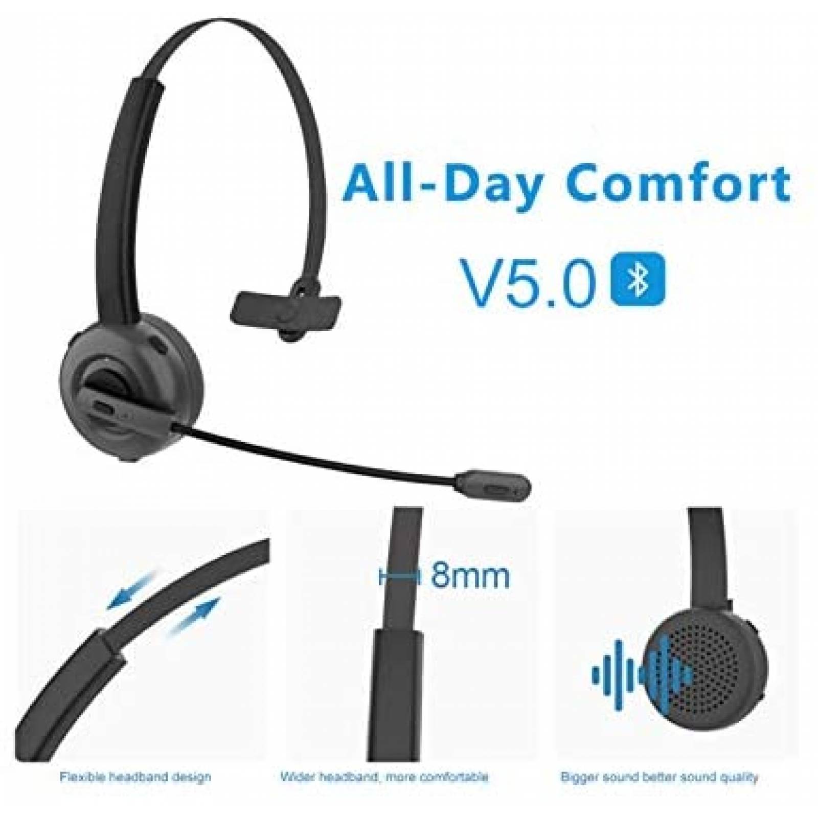 Headset de Oficina Lambergini c/Cancelacion de Ruido -Negro
