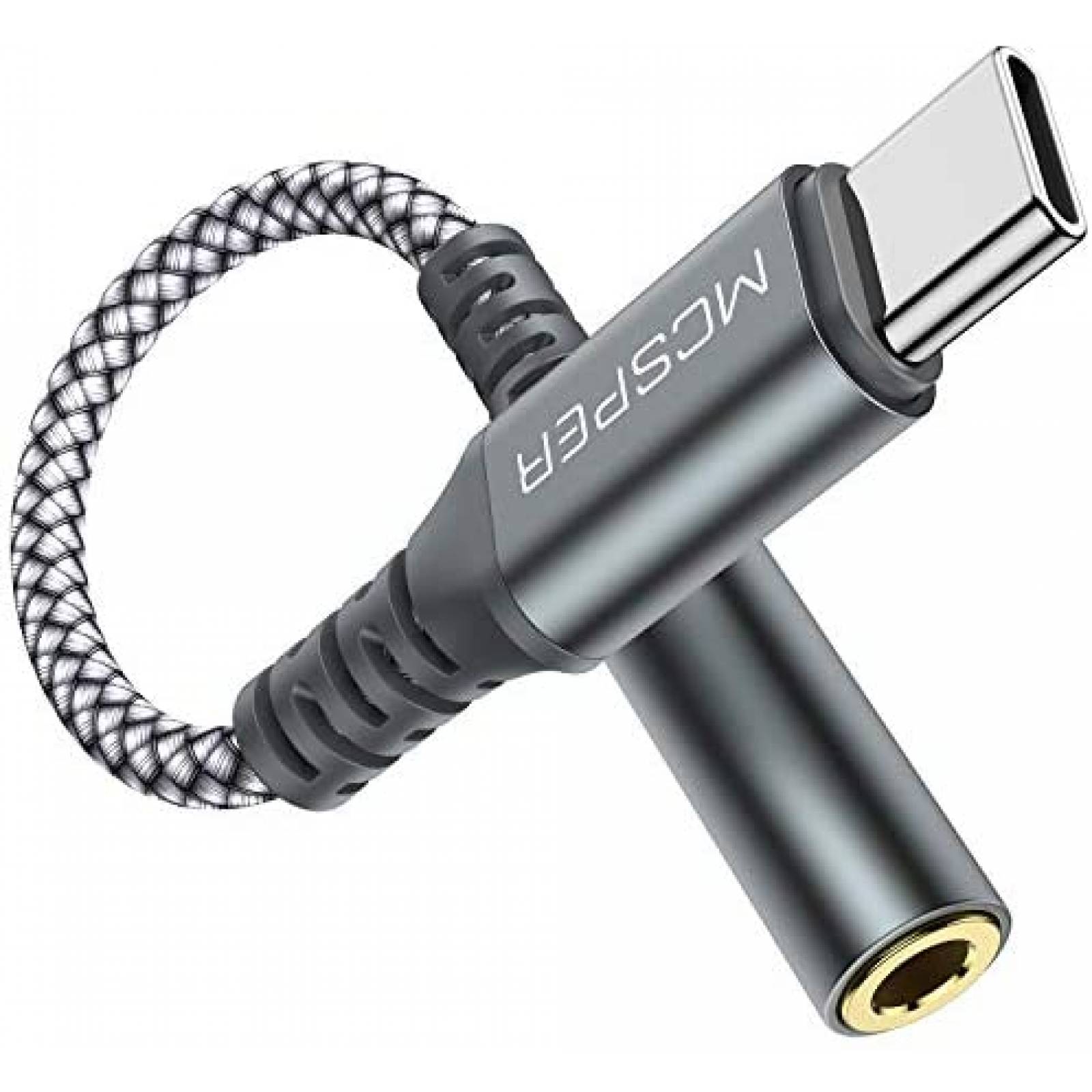Cable Adaptador MCSPER USB Tipo C a 3.5mm Hembra -Gris