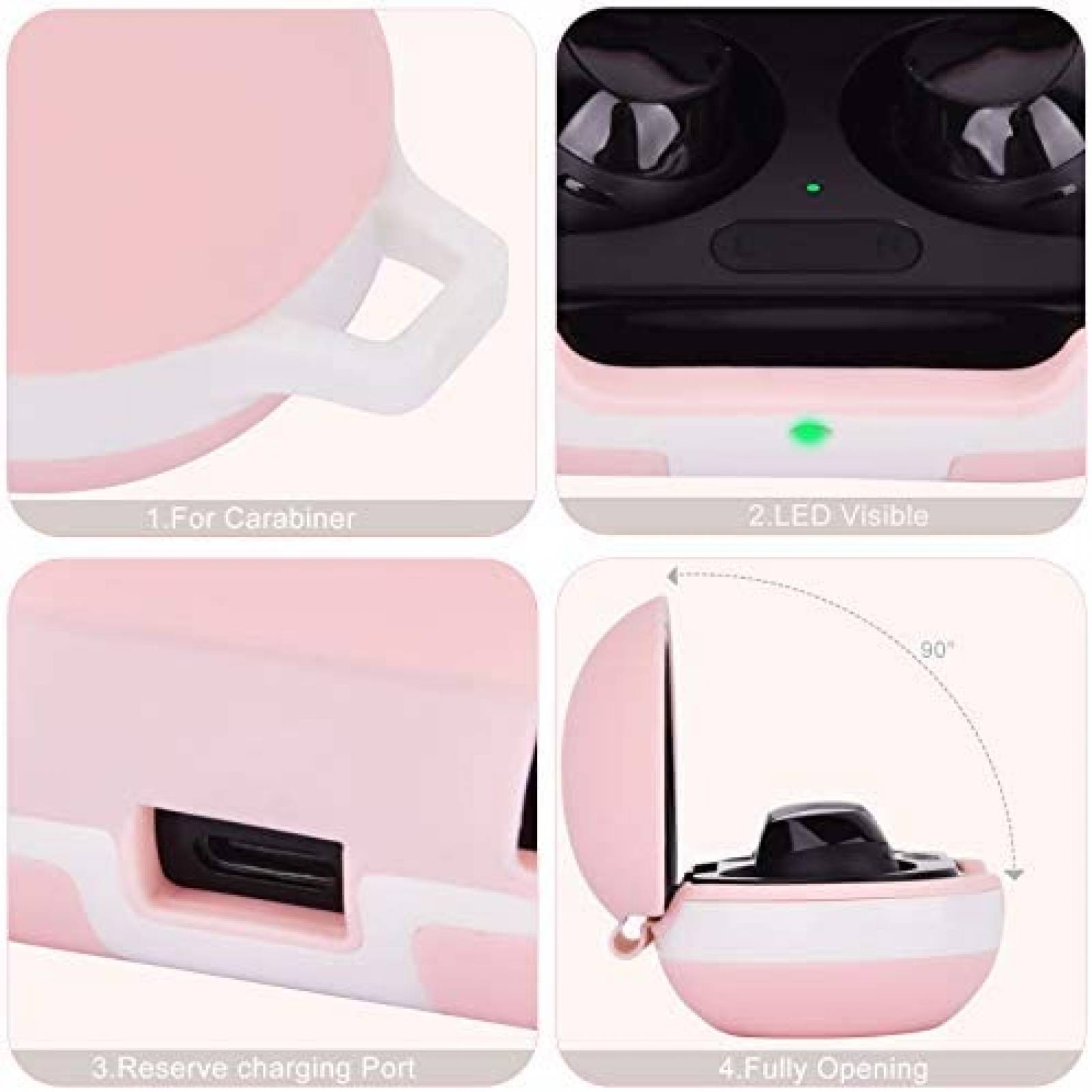 Funda OLEBAND con Llavero para Audifonos Galaxy Buds -Rosa