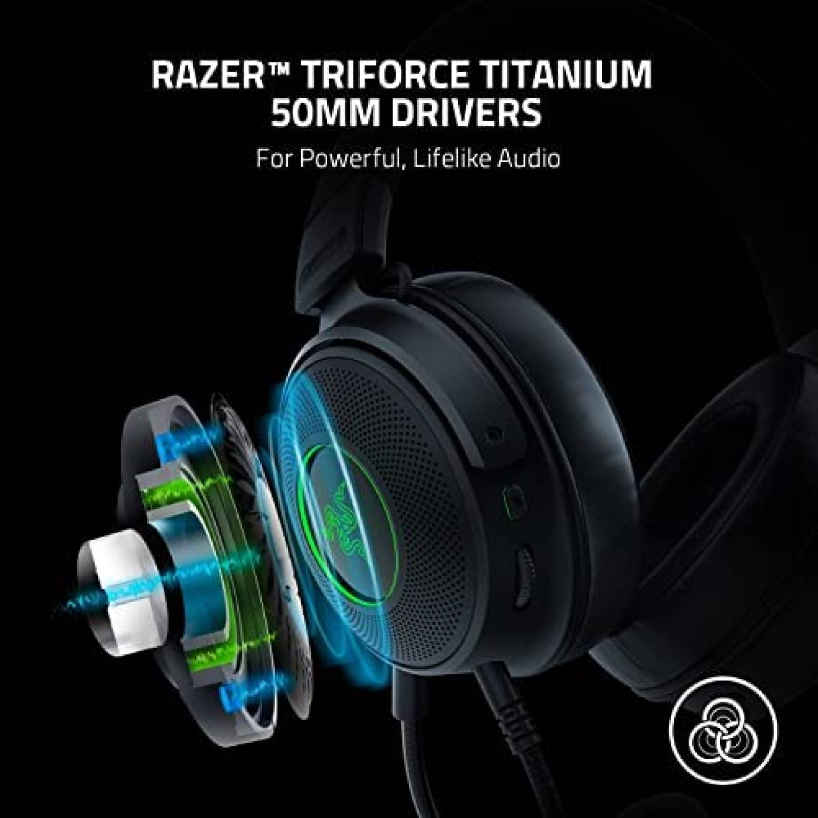 Audifonos de Diadema Razer Kraken V3 de Entrada USB -Negro