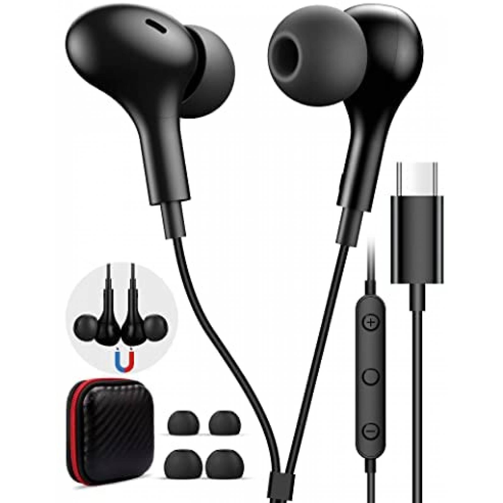 Auriculares TITACUTE USB C para Samsung S21 S20 FE -Negro
