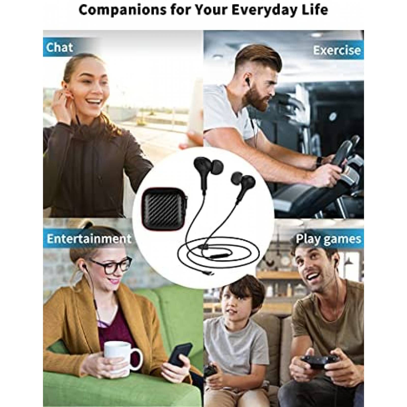 Auriculares TITACUTE USB C para Samsung S21 S20 FE -Negro