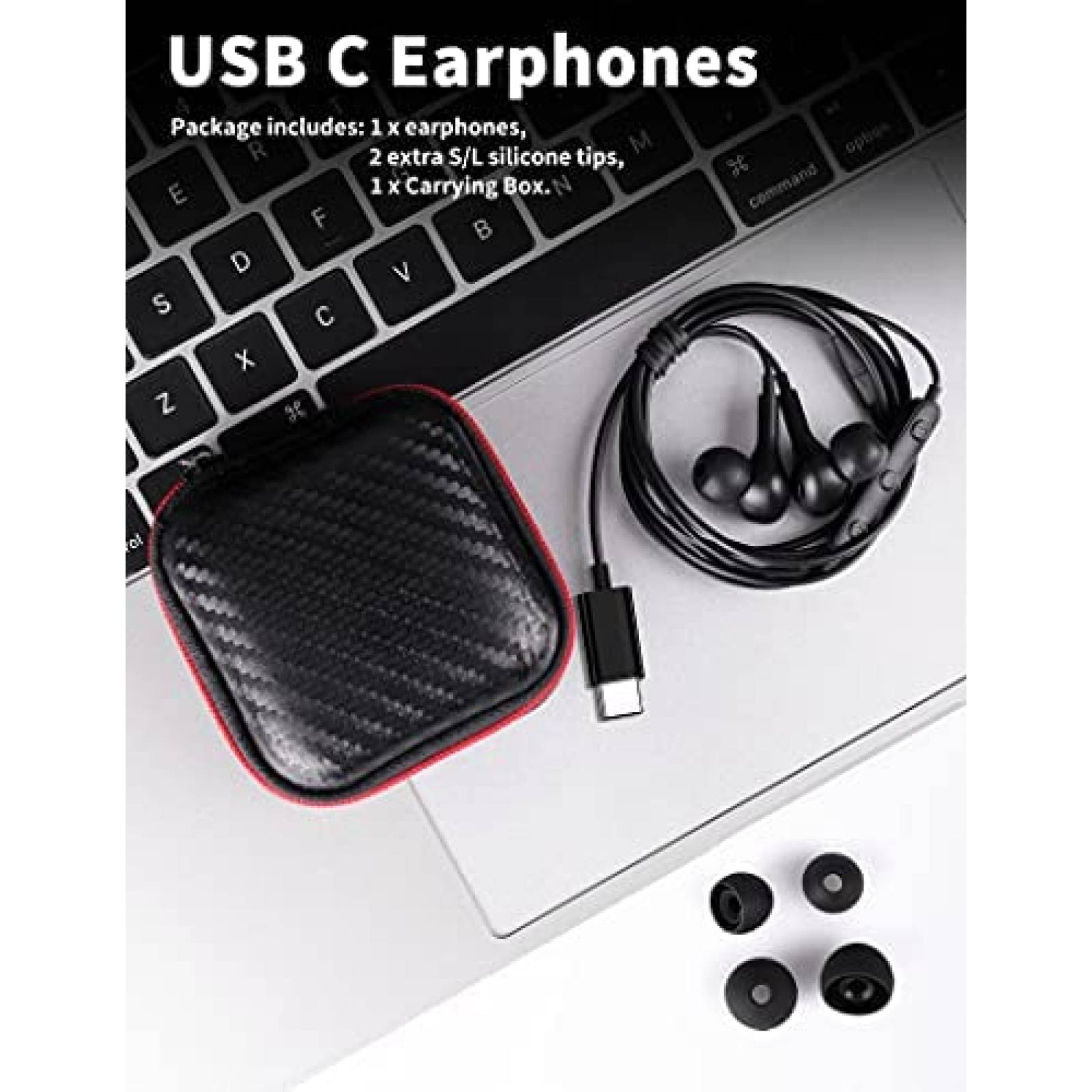 Auriculares TITACUTE USB C para Samsung S21 S20 FE -Negro