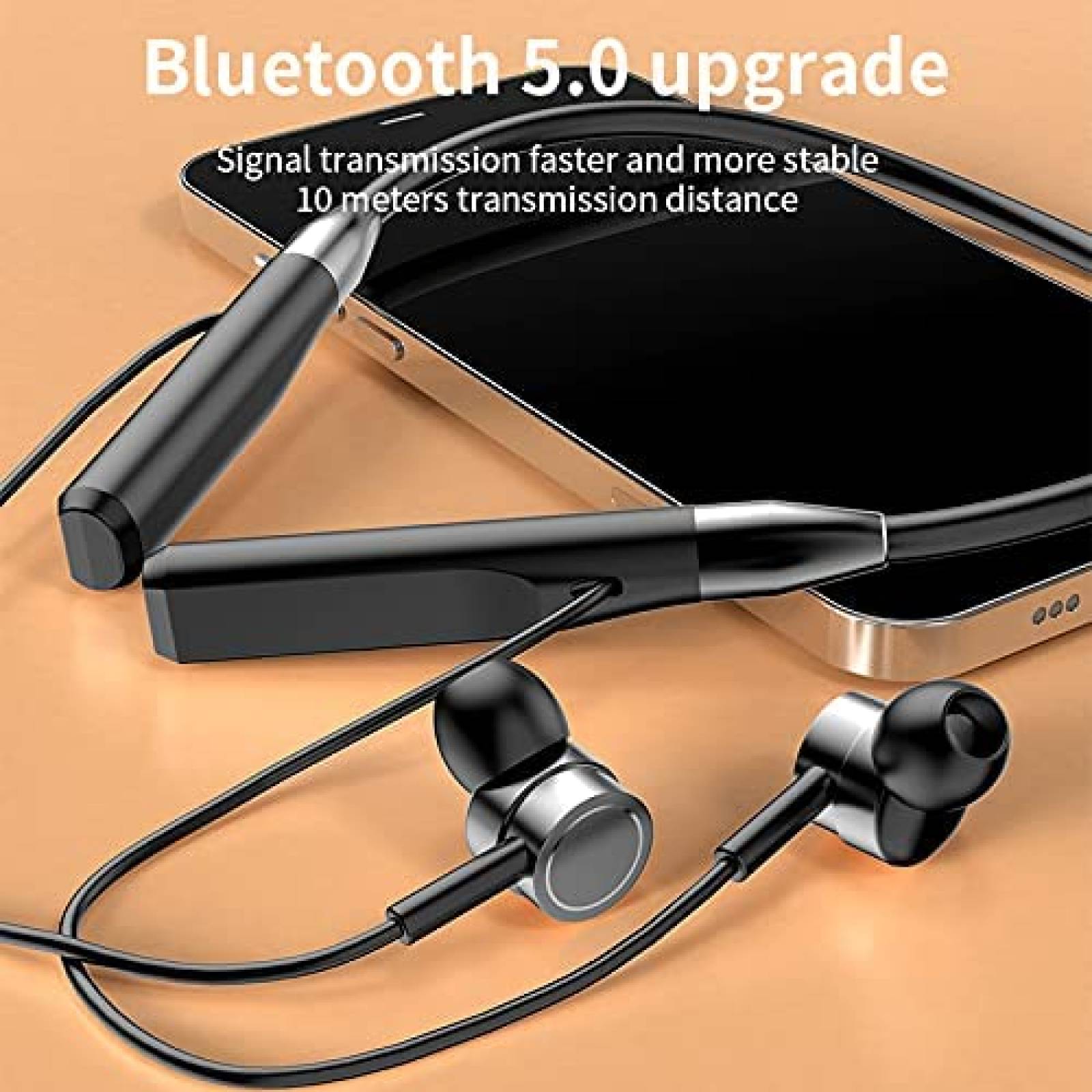 Auriculares TOP Bluetooth con banda para el cuello -Negro