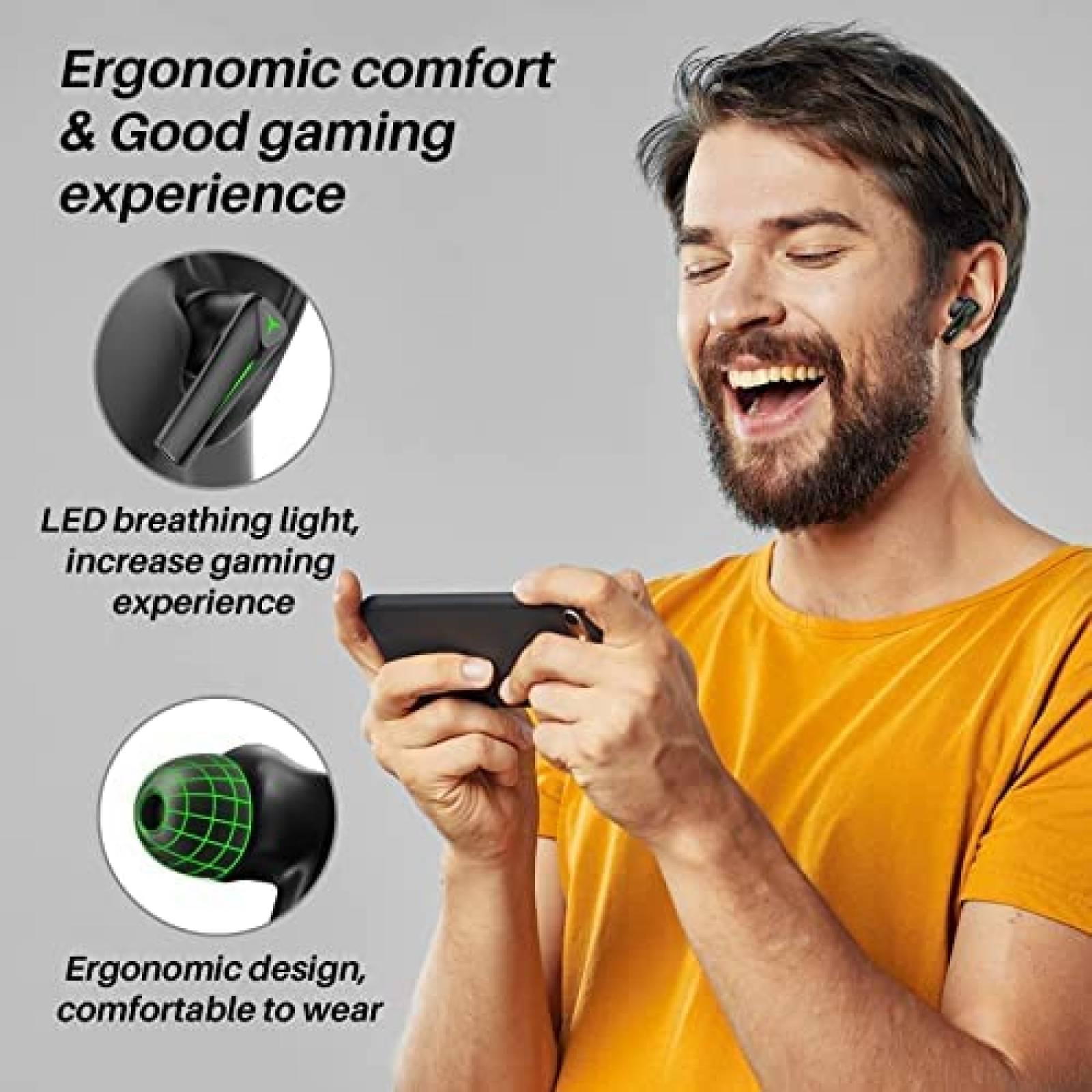 Auriculares TOZO TOZO-G1 Gaming Bluetooth Compatible -Negro