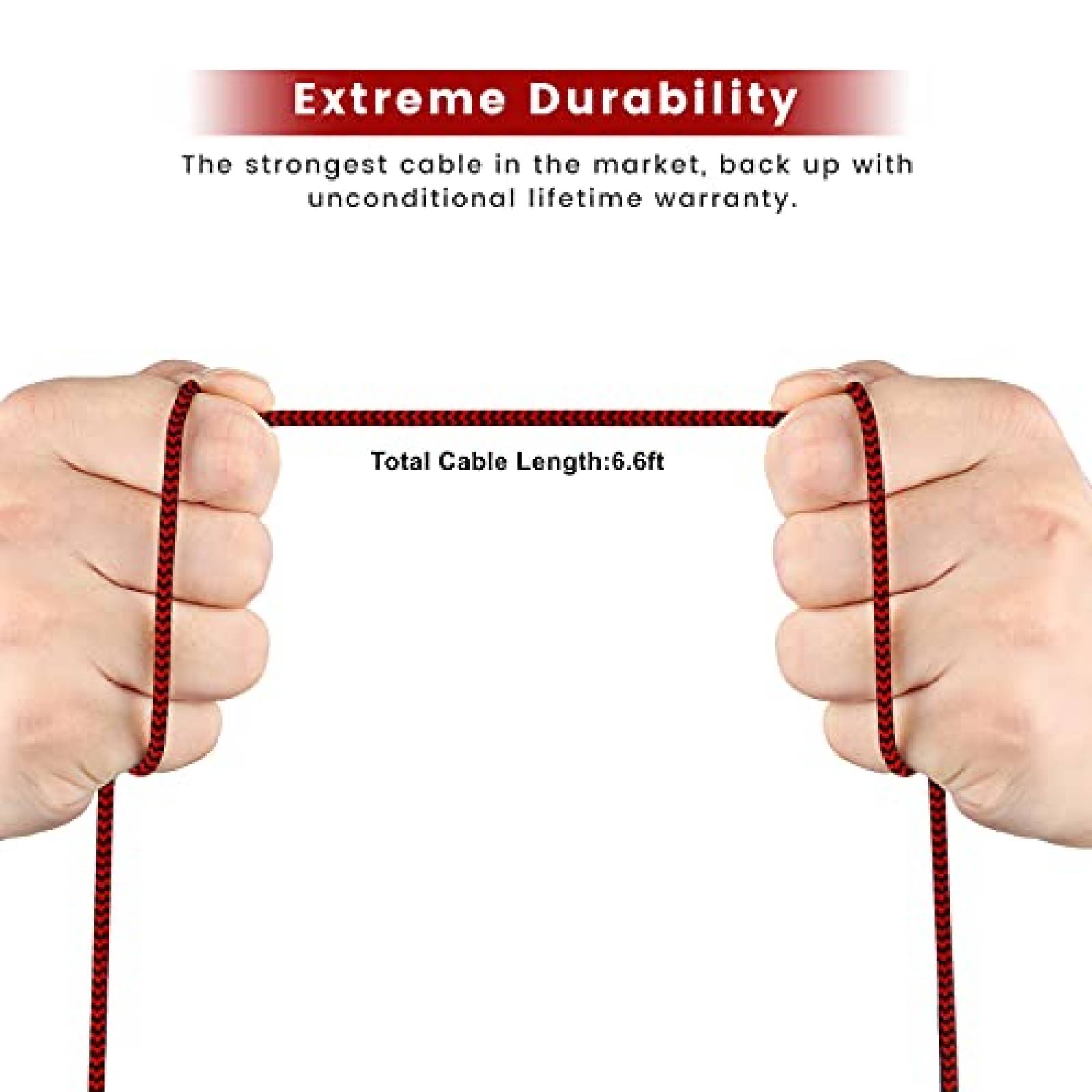 Cable aux macho a hembra Weishan HD60 S 6.6ft de nylon -Rojo