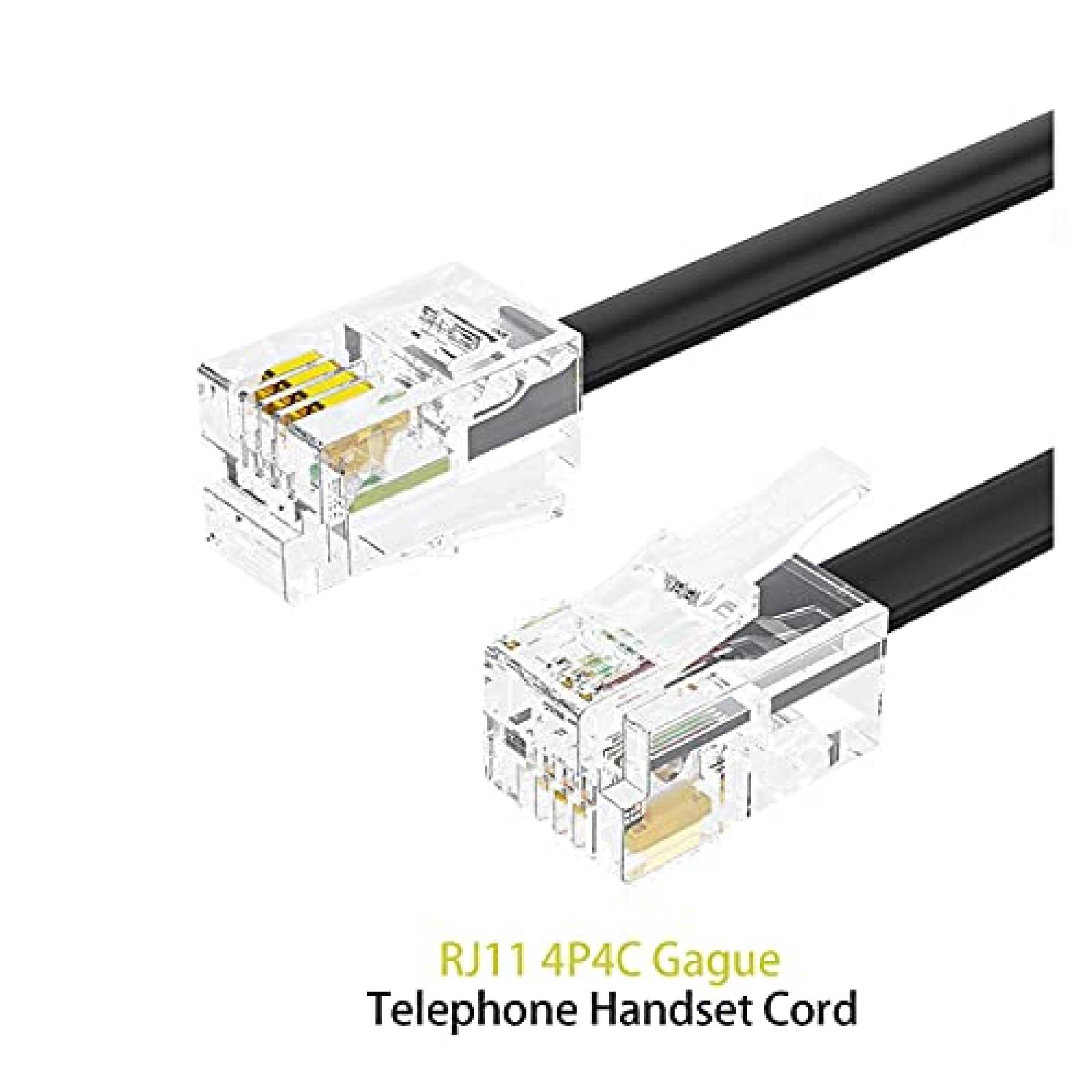 Cable Retractil WNXJSX 1.2ft de Conector RJ11 para Telefono