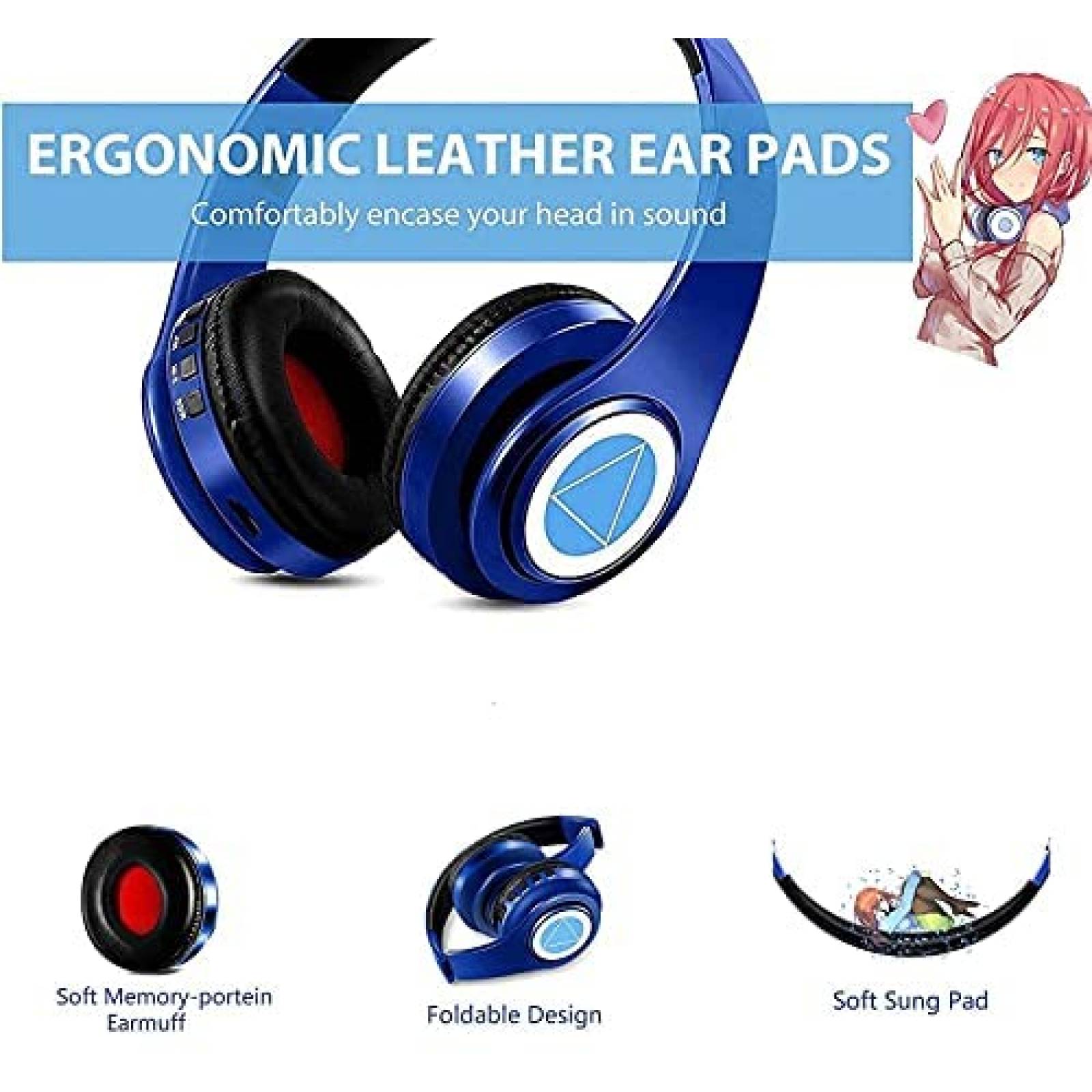 Audifonos Inalambricos YTDTKJ Miku Nakano Plegables -Azul