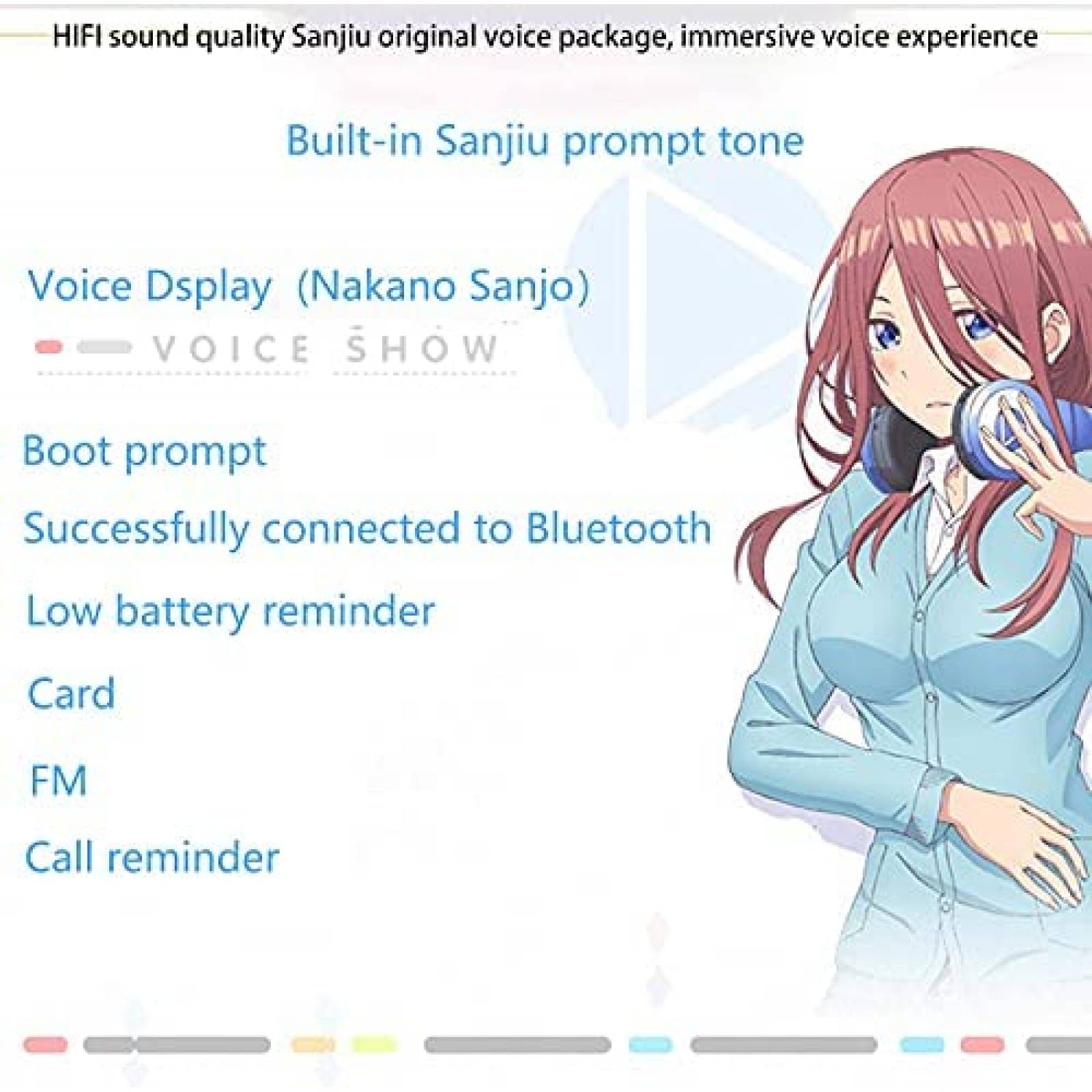 Audifonos Inalambricos YTDTKJ Miku Nakano Plegables -Azul