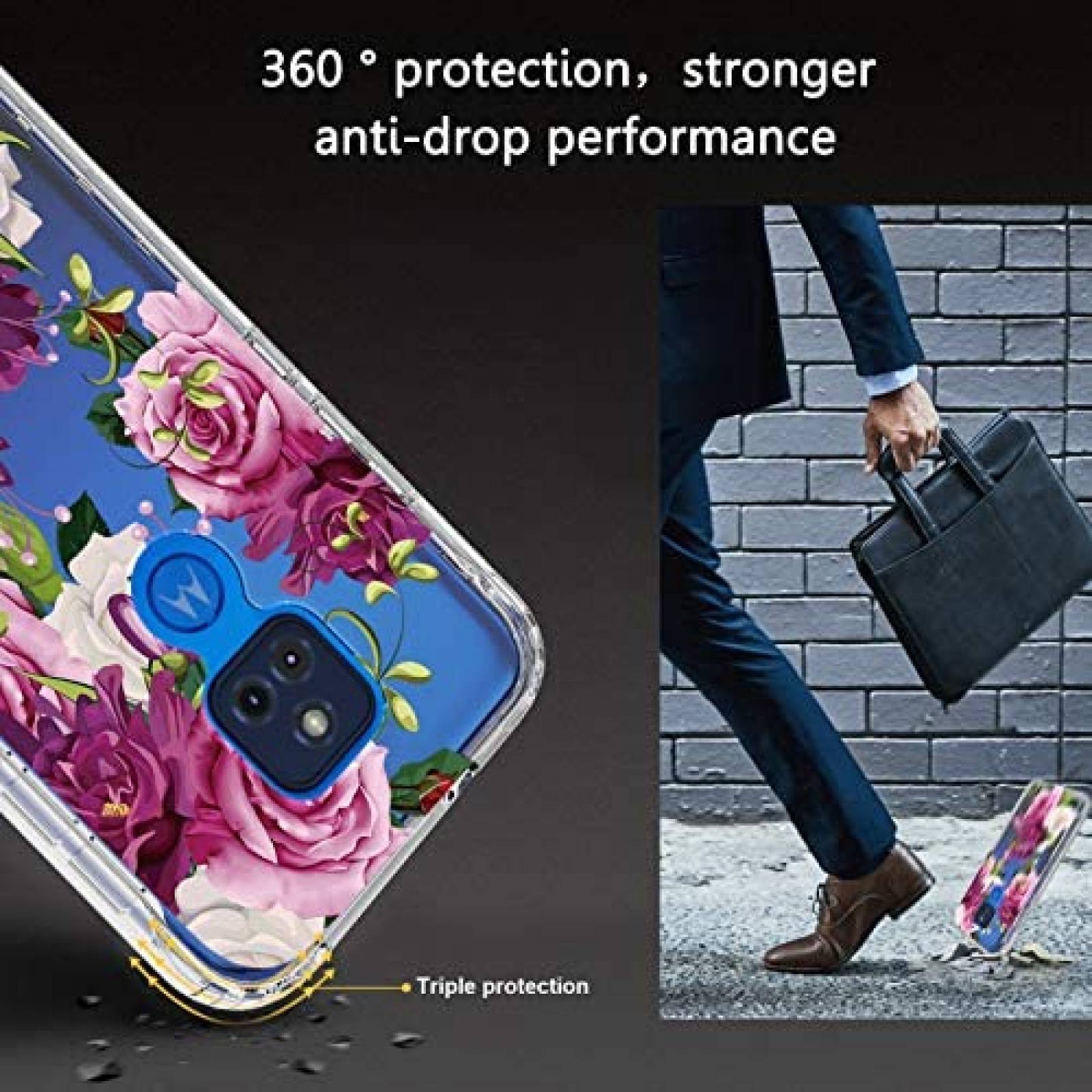 Funda AMPURSQ Compatible Con Moto G Play 2021+Protector