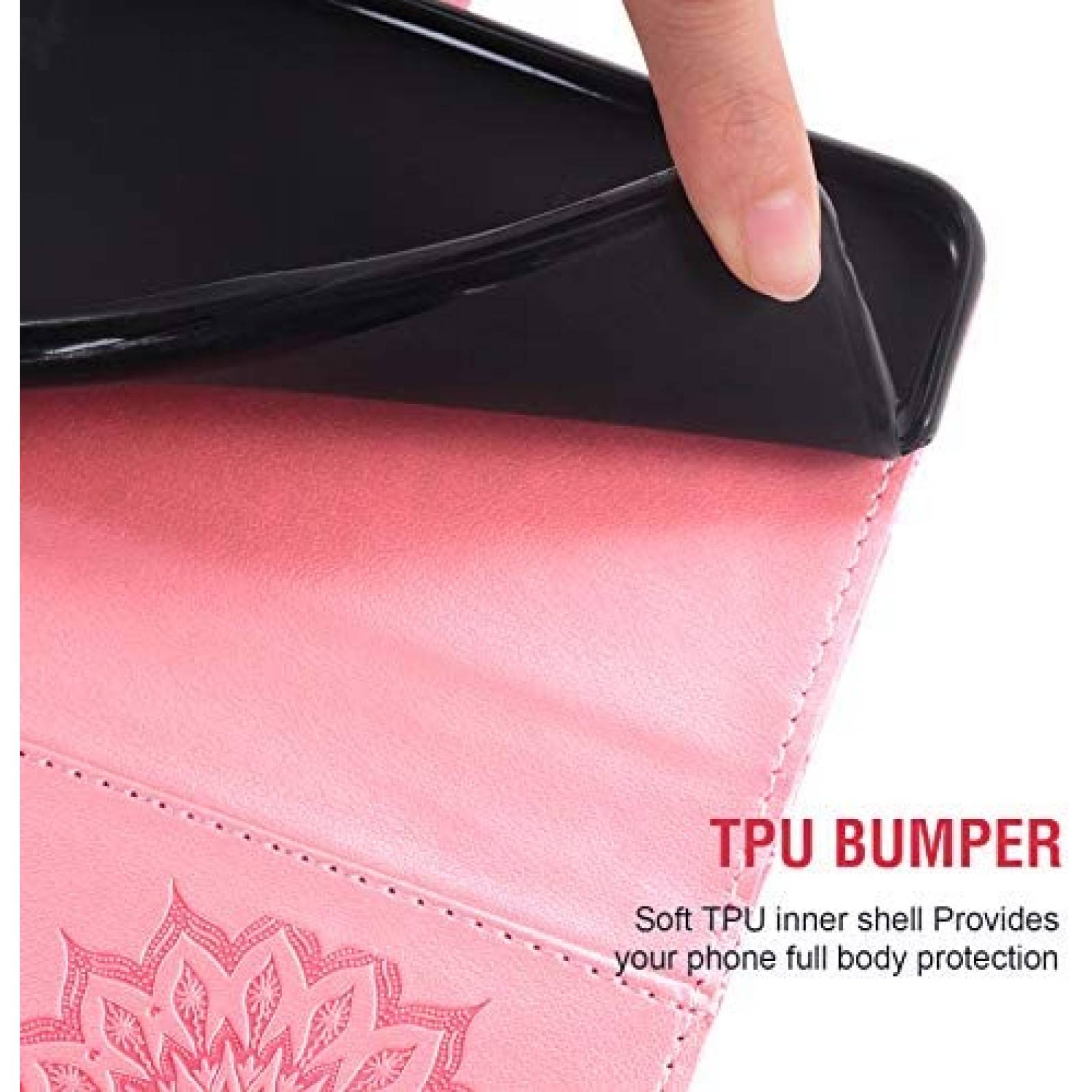 Funda Asuwish para Samsung Galaxy J7 tipo billetera -Rosa