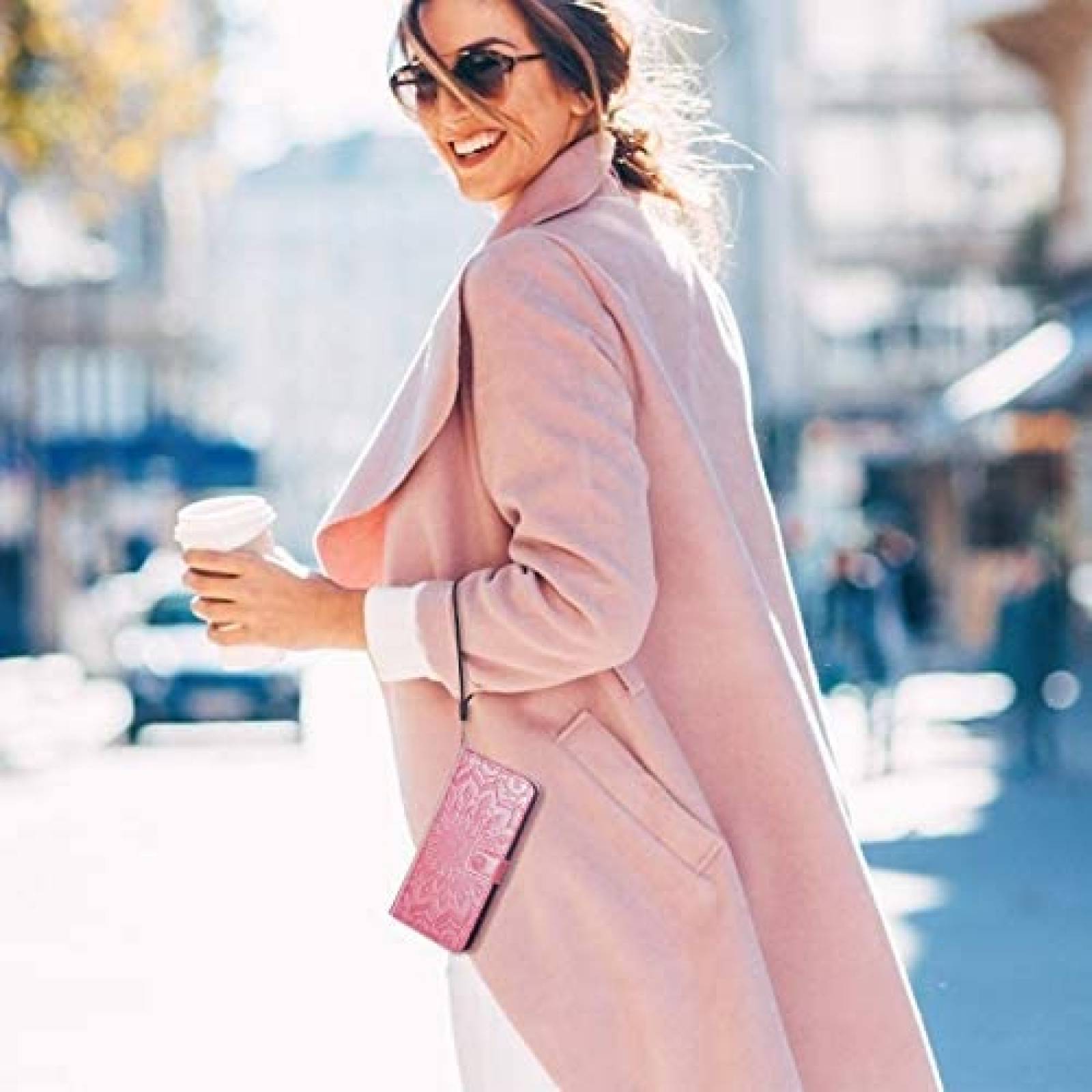 Funda Asuwish para Samsung Galaxy J7 tipo billetera -Rosa