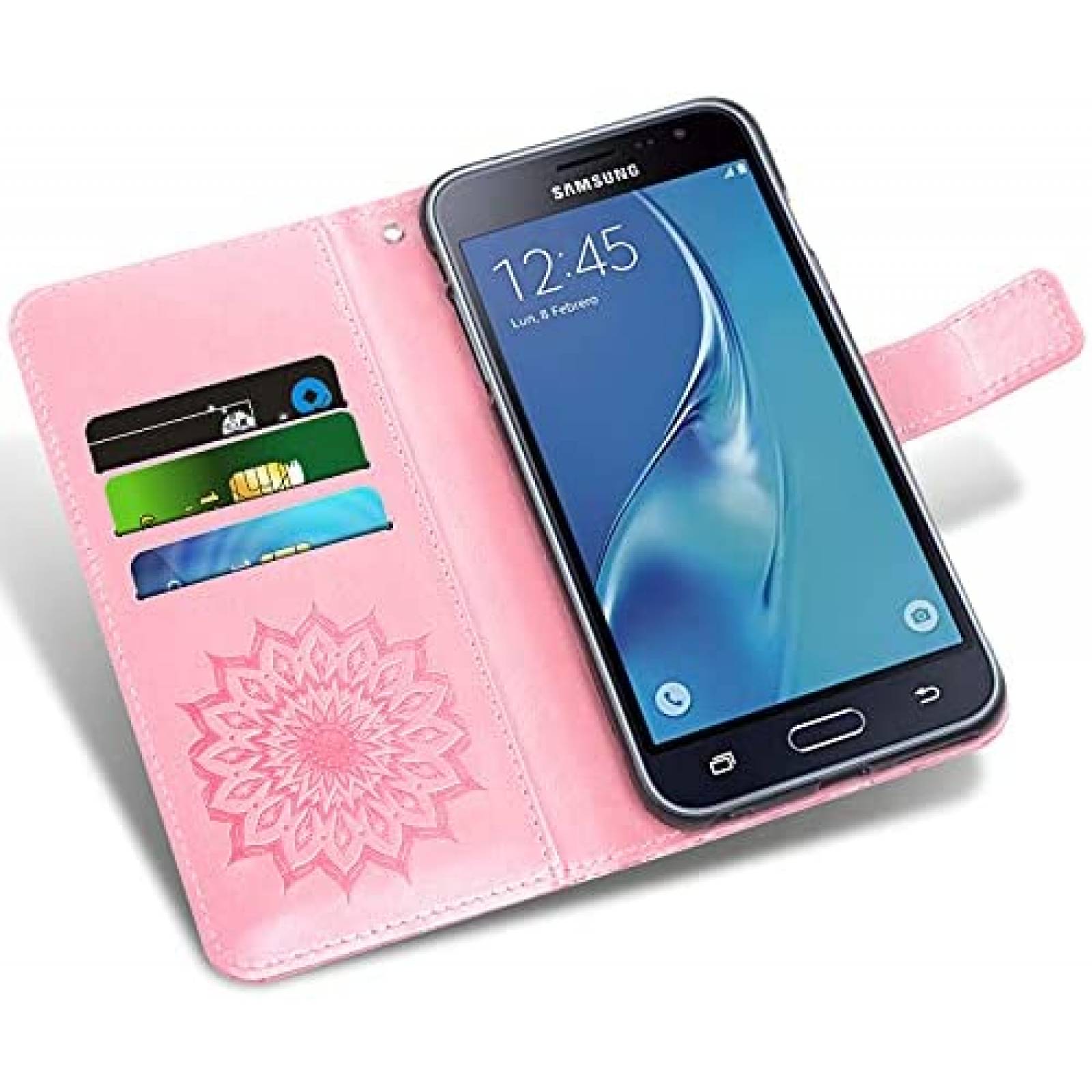 Funda Flip Asuwish SM-J700 para Samsung Galaxy J7 -Rosa