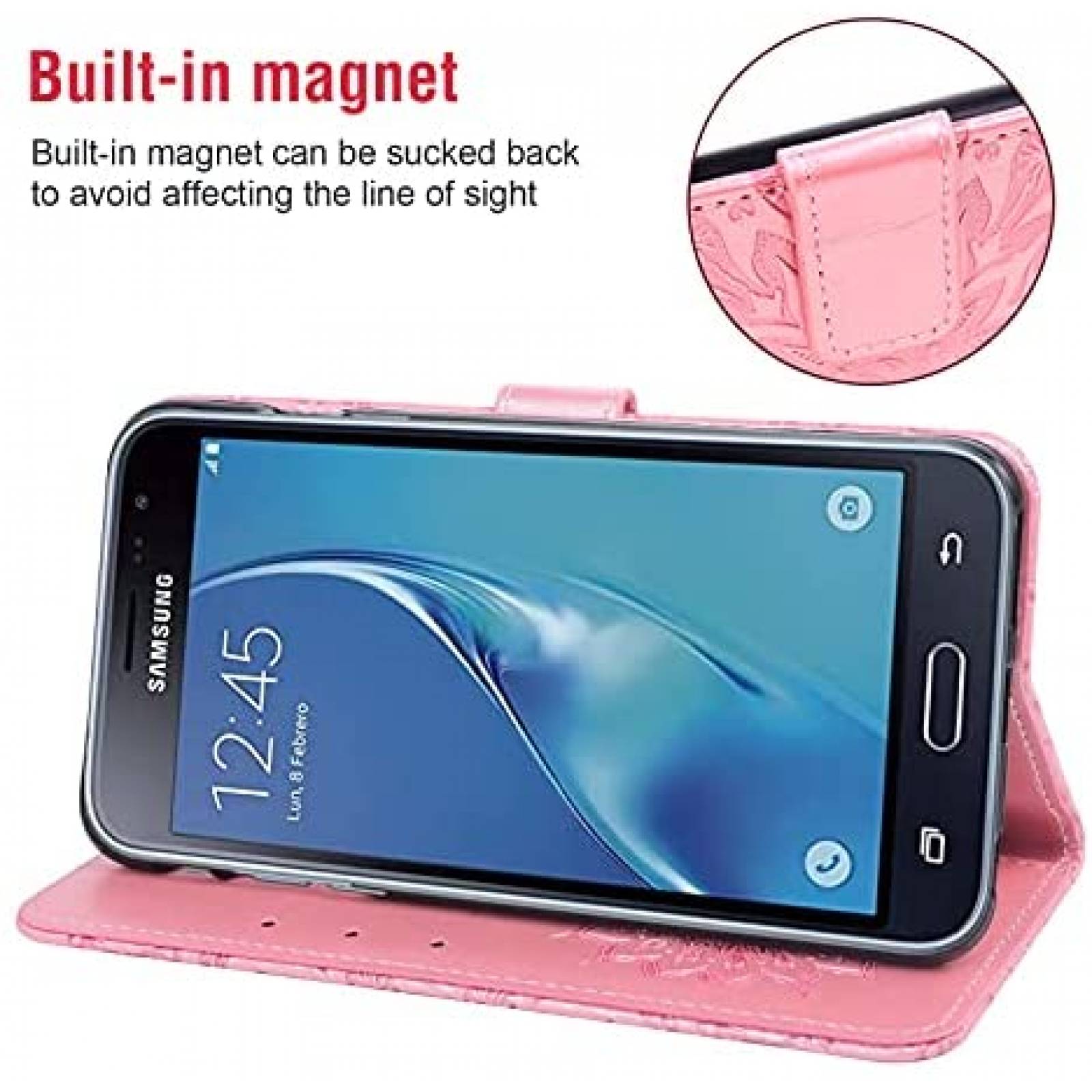 Funda Flip Asuwish SM-J700 para Samsung Galaxy J7 -Rosa