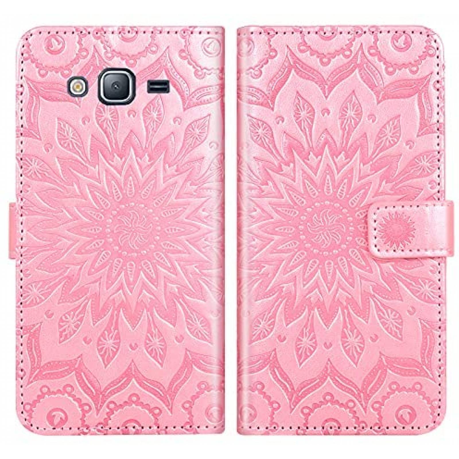 Funda Flip Asuwish SM-J700 para Samsung Galaxy J7 -Rosa