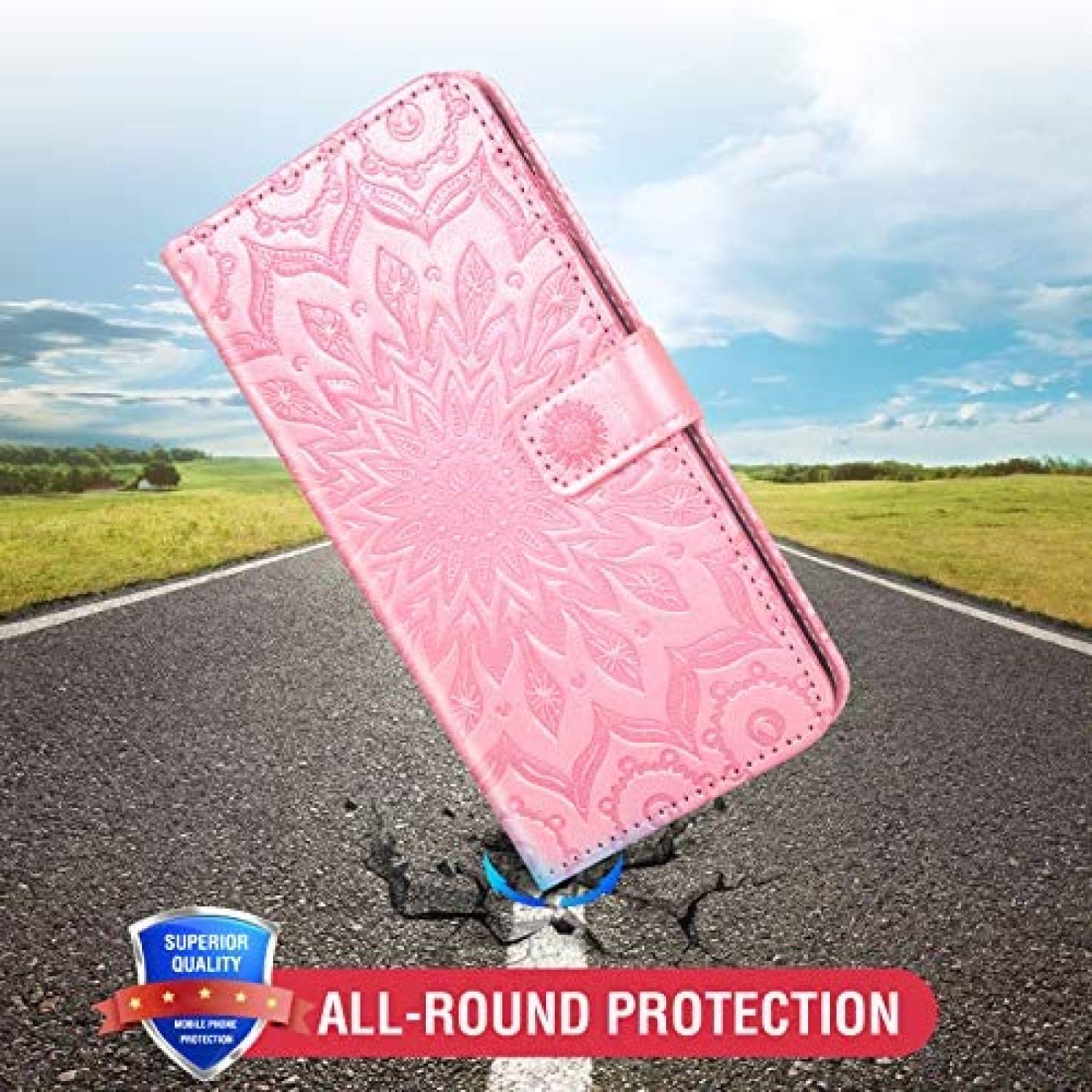 Funda Flip Asuwish SM-J700 para Samsung Galaxy J7 -Rosa