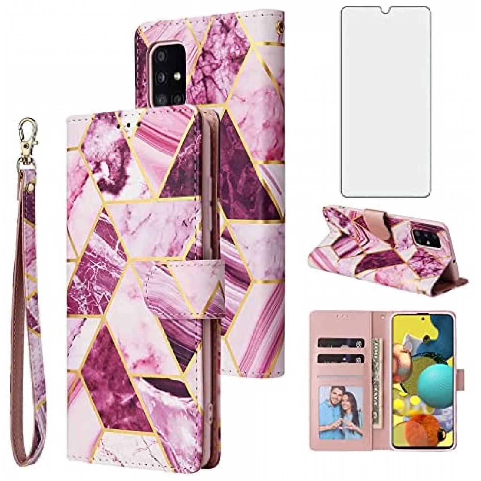 Funda con Tarjetero Asuwish para Samsung Galaxy A31 -Rosa