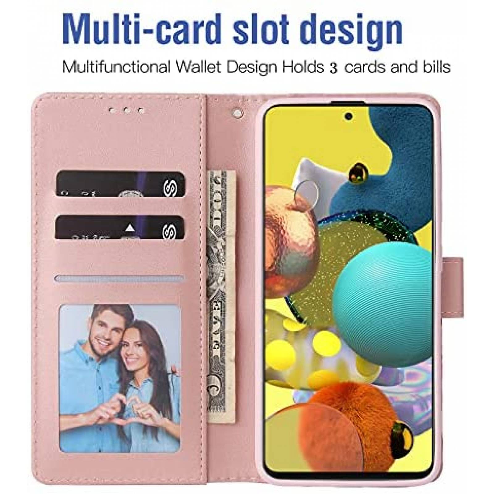 Funda con Tarjetero Asuwish para Samsung Galaxy A31 -Rosa