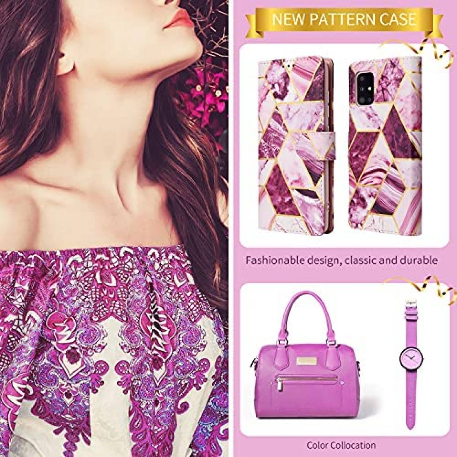 Funda con Tarjetero Asuwish para Samsung Galaxy A31 -Rosa