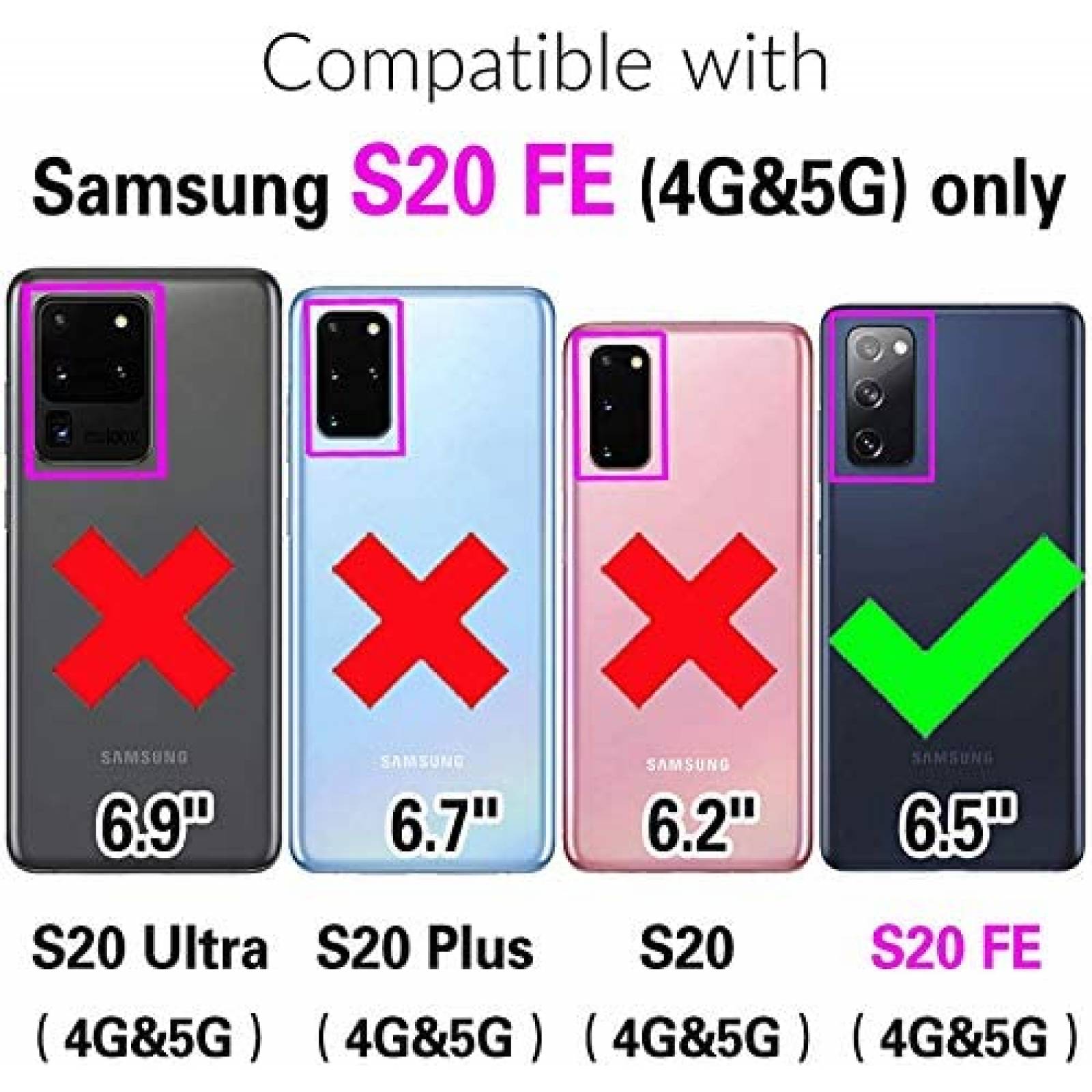 Funda con Tarjetero Asuwish para Galaxy S20 FE + Mica -Rosa