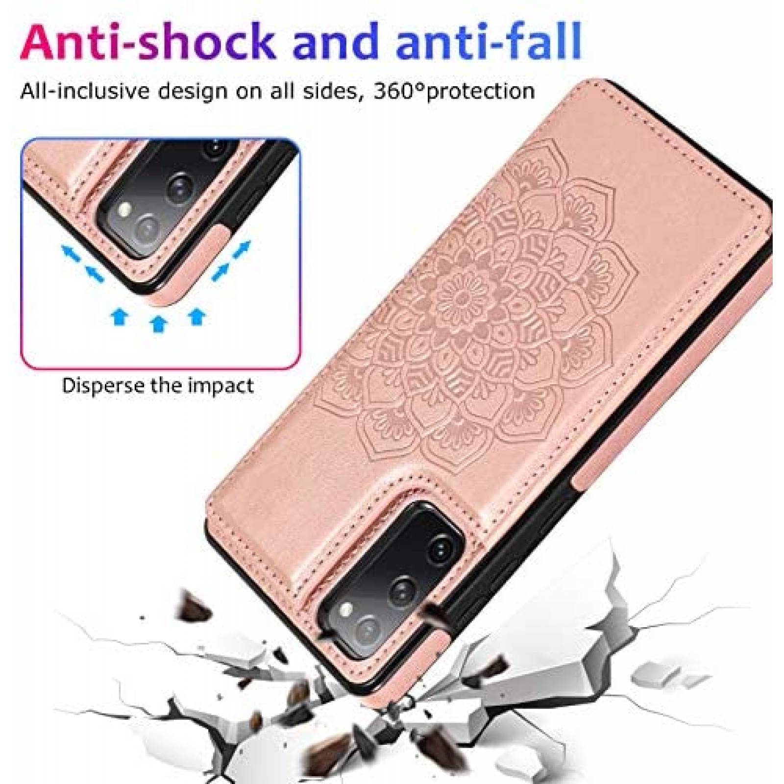 Funda con Tarjetero Asuwish para Galaxy S20 FE + Mica -Rosa