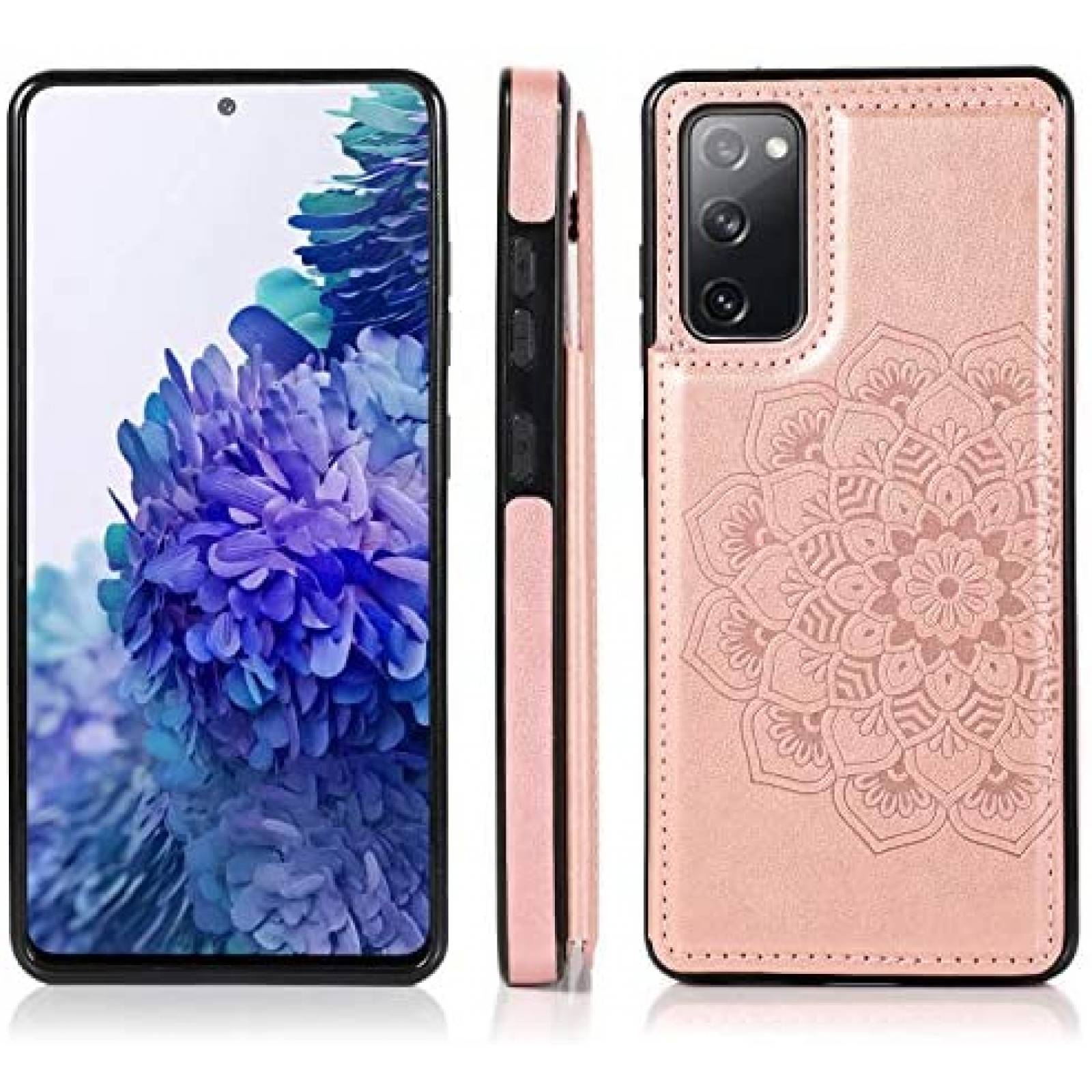 Funda con Tarjetero Asuwish para Galaxy S20 FE + Mica -Rosa