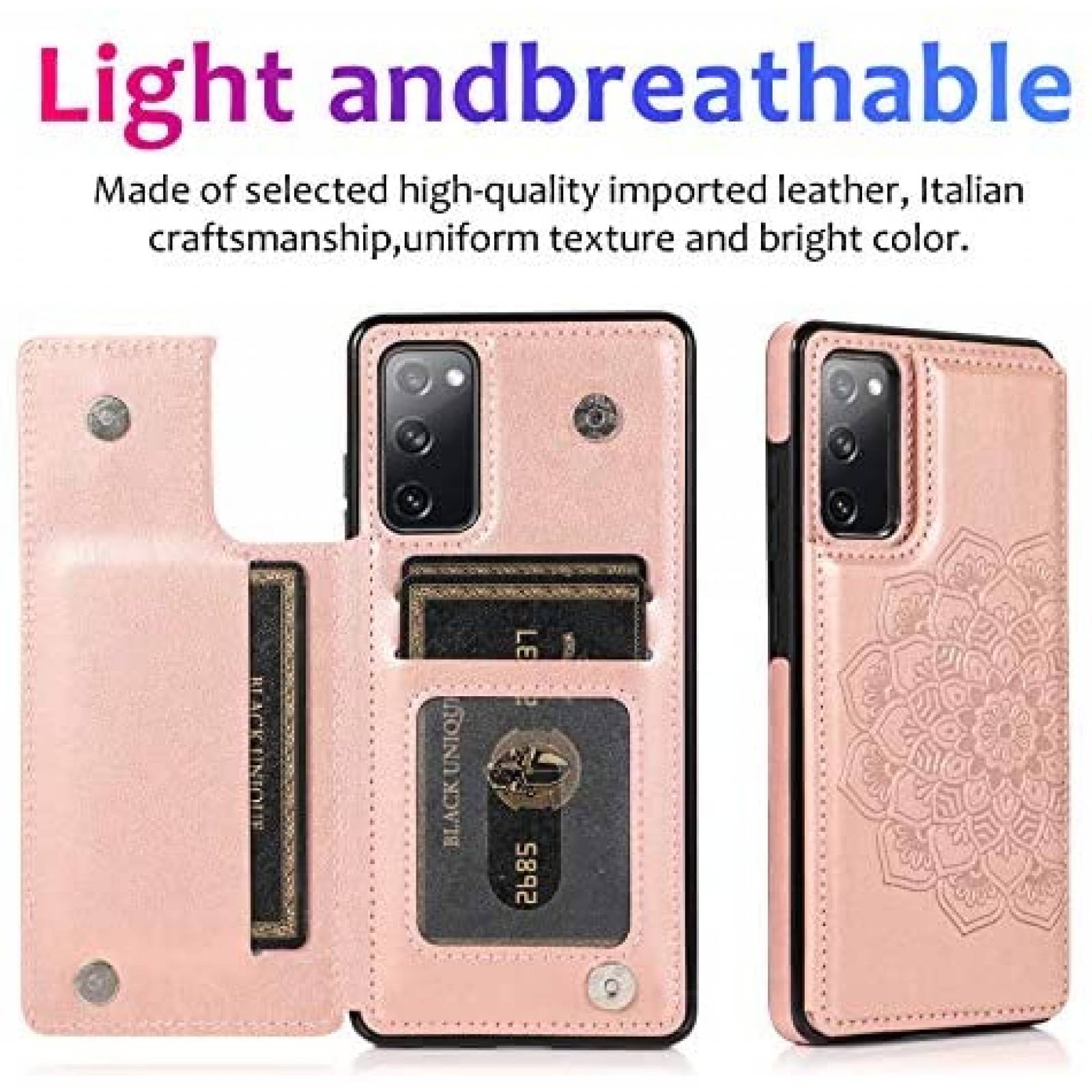 Funda con Tarjetero Asuwish para Galaxy S20 FE + Mica -Rosa