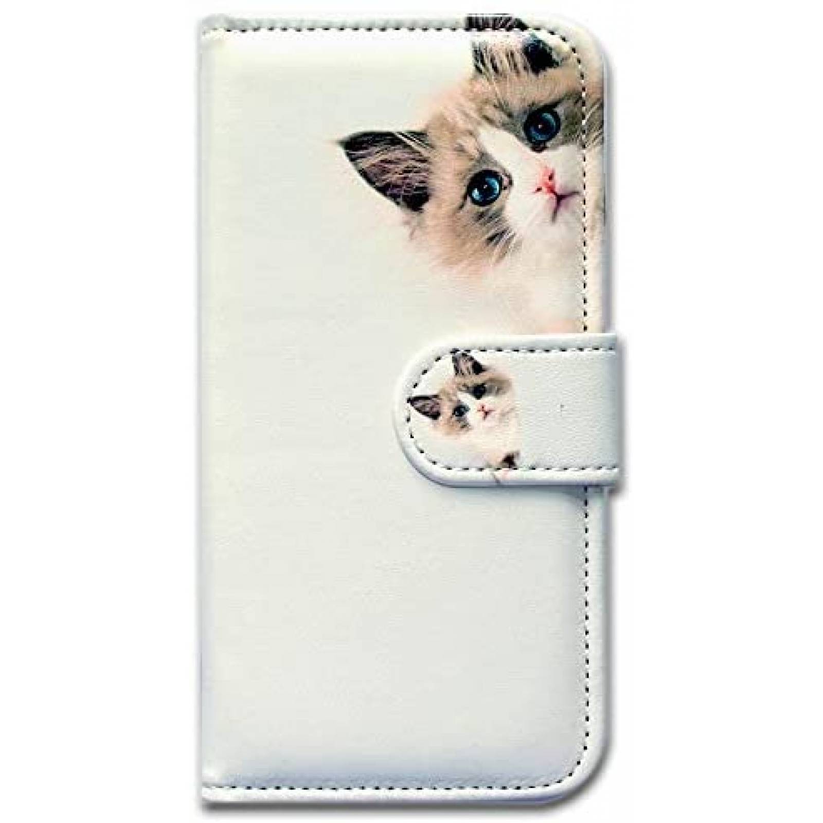 Funda Galaxy A12 Bcov gatos de cuero estilo cartera -Blanco