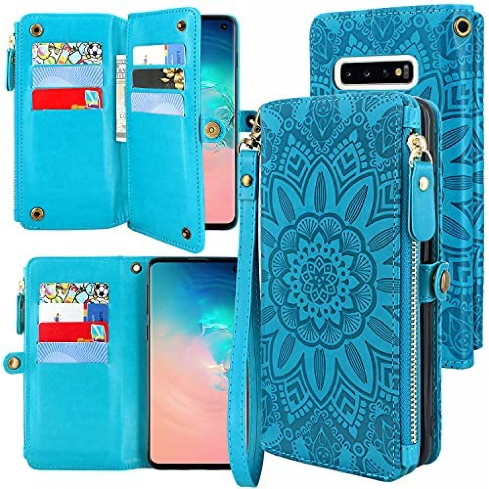 Funda Harryshell Tipo Cartera Compatible Con Galaxy S10-Azul