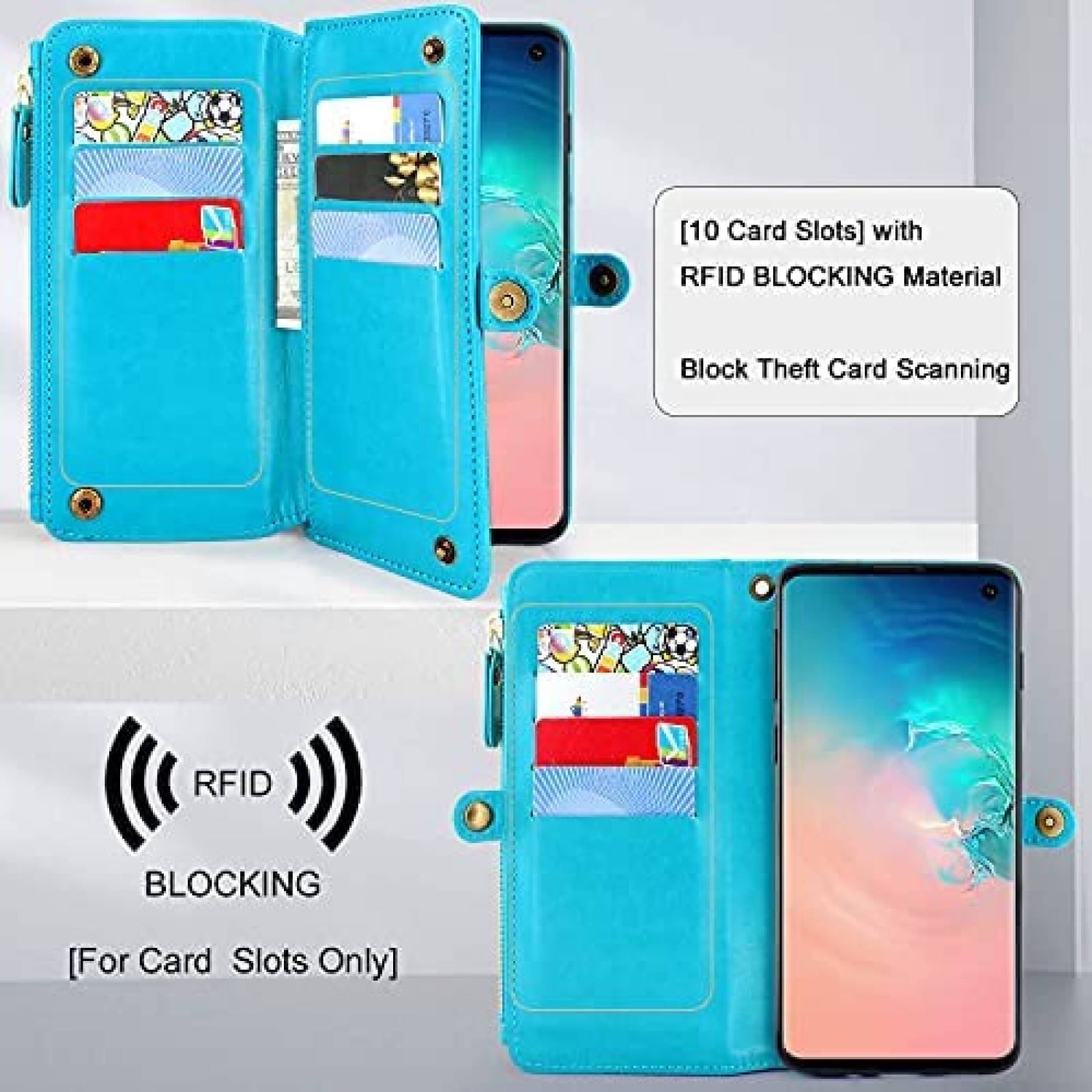 Funda Harryshell Tipo Cartera Compatible Con Galaxy S10-Azul