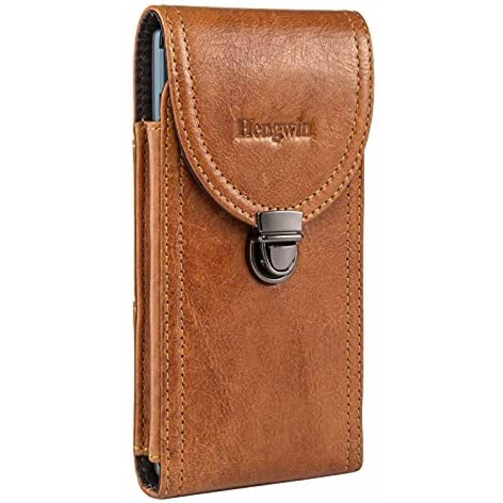 Holster para Celular Hengwin de Cuero con Clip -Cafe