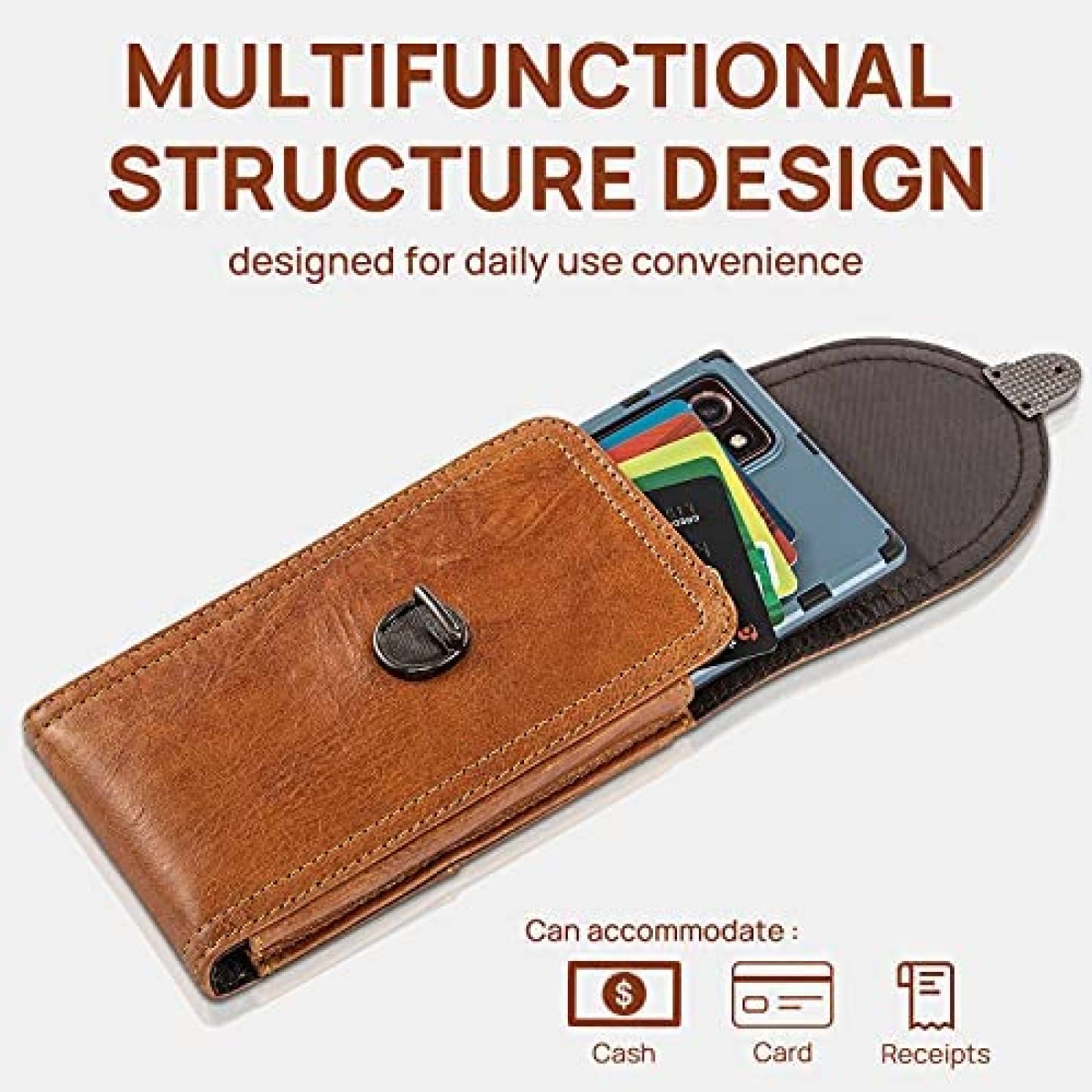 Holster para Celular Hengwin de Cuero con Clip -Cafe