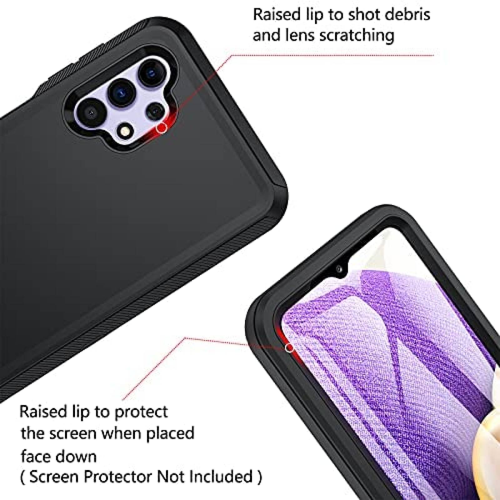 Funda Rigida Kuaguozhe para Samsung A32 5G 3 en 1 -Negro