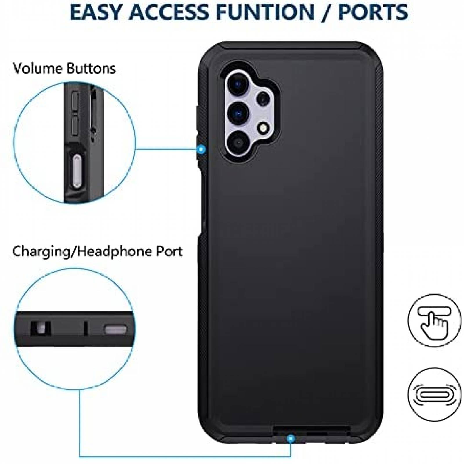 Funda Rigida Kuaguozhe para Samsung A32 5G 3 en 1 -Negro