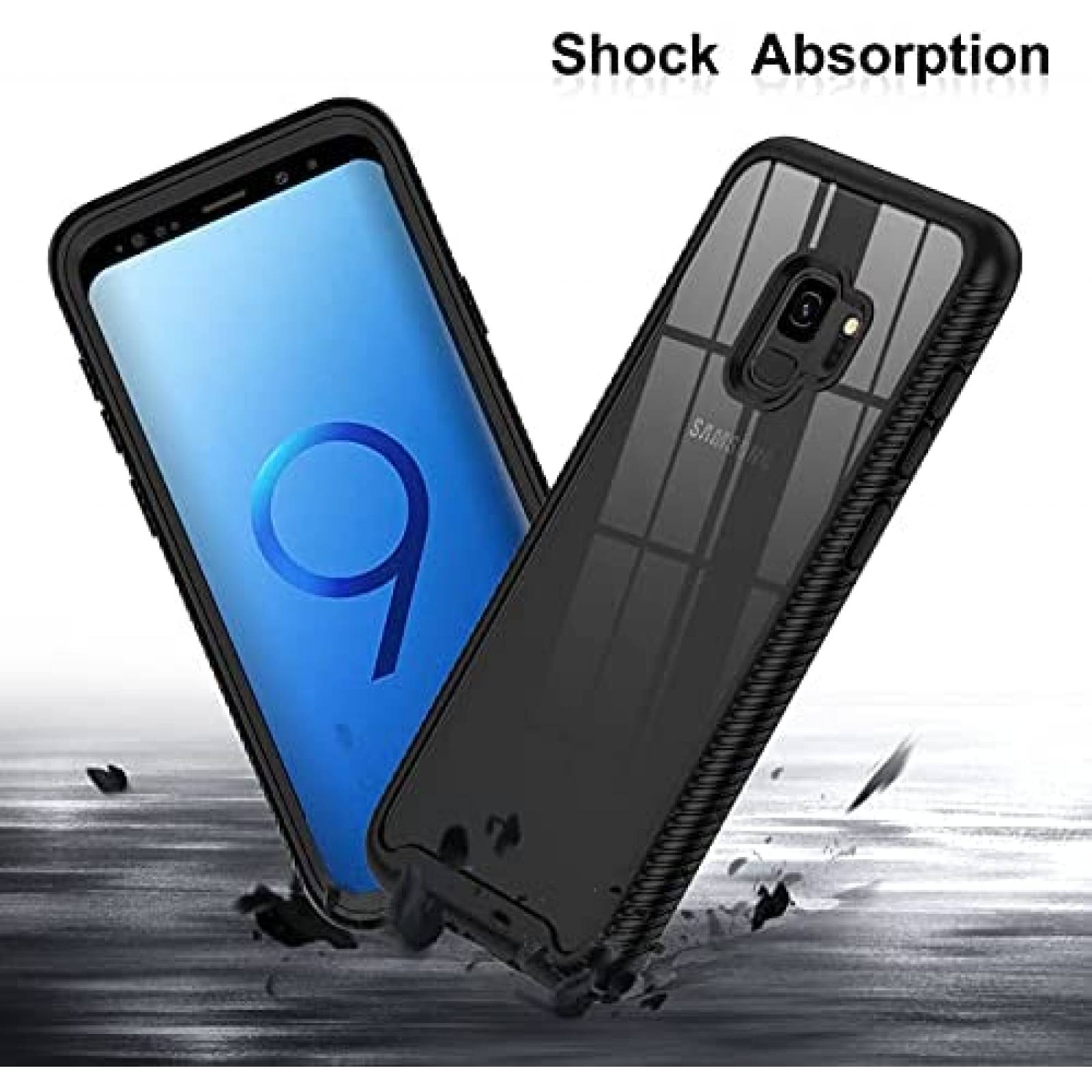 Funda para Samsung S9 LeYi con protector de pantalla -Negro