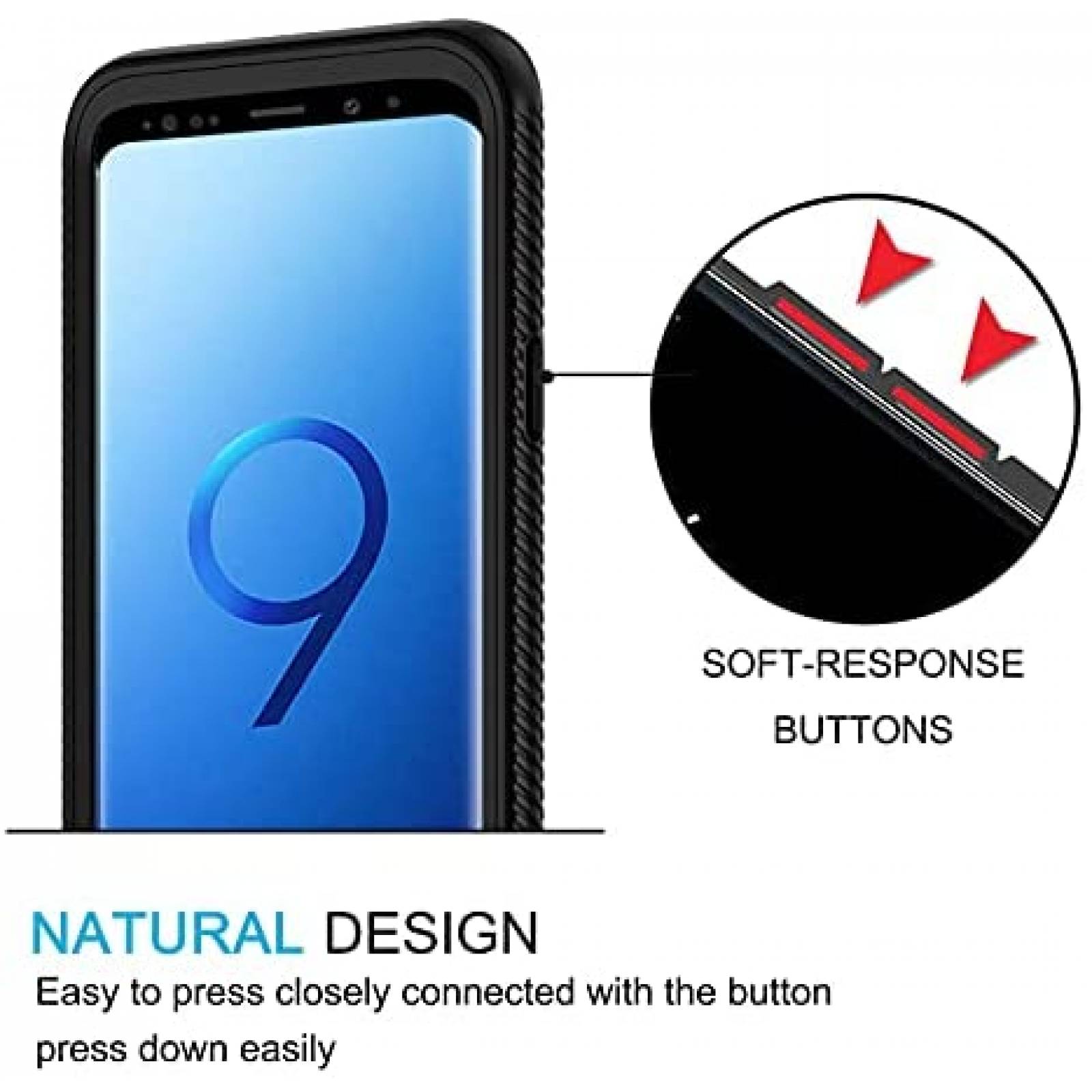 Funda para Samsung S9 LeYi con protector de pantalla -Negro