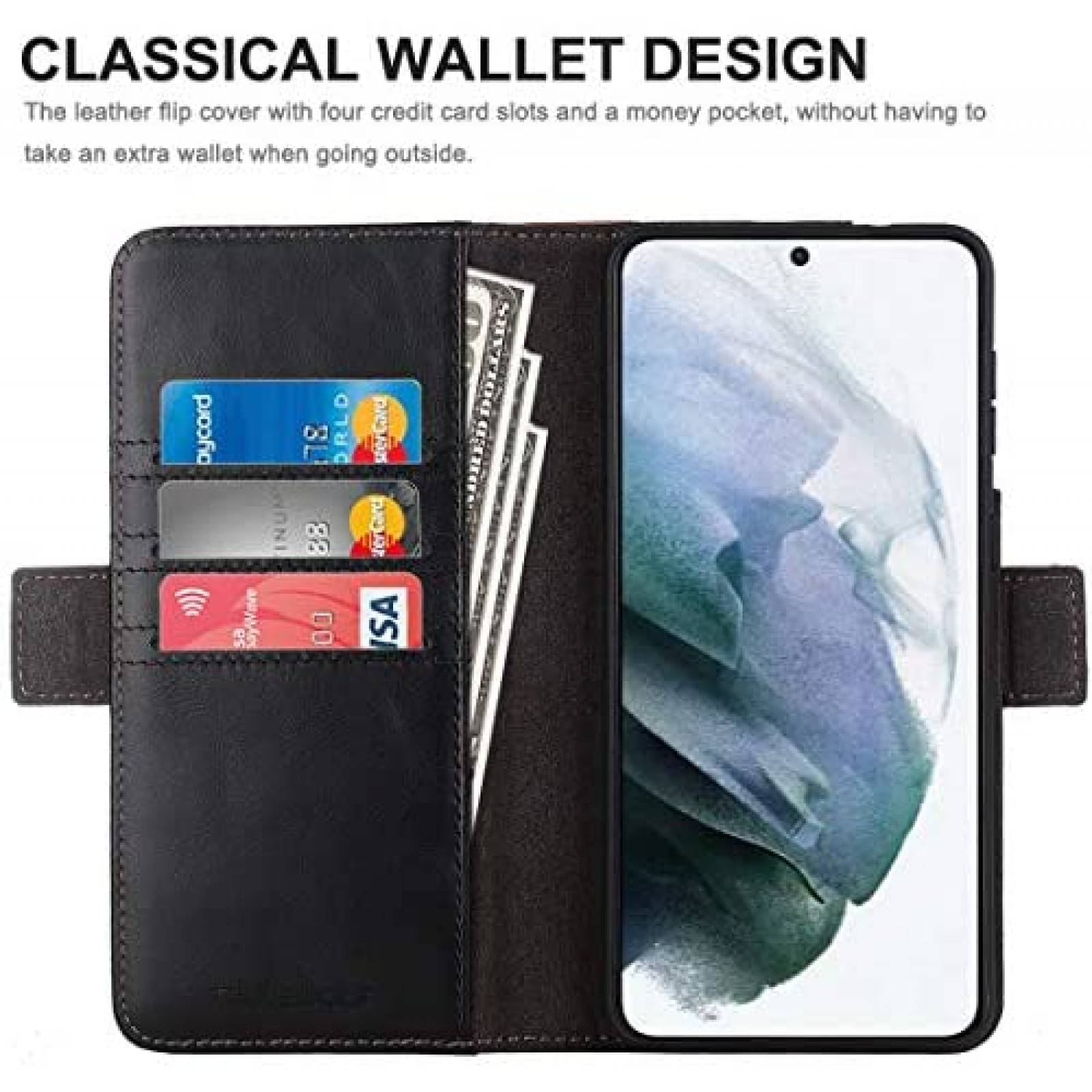 Funda MALEWOLF para Samsung Galaxy S21 5G billetera -Negro