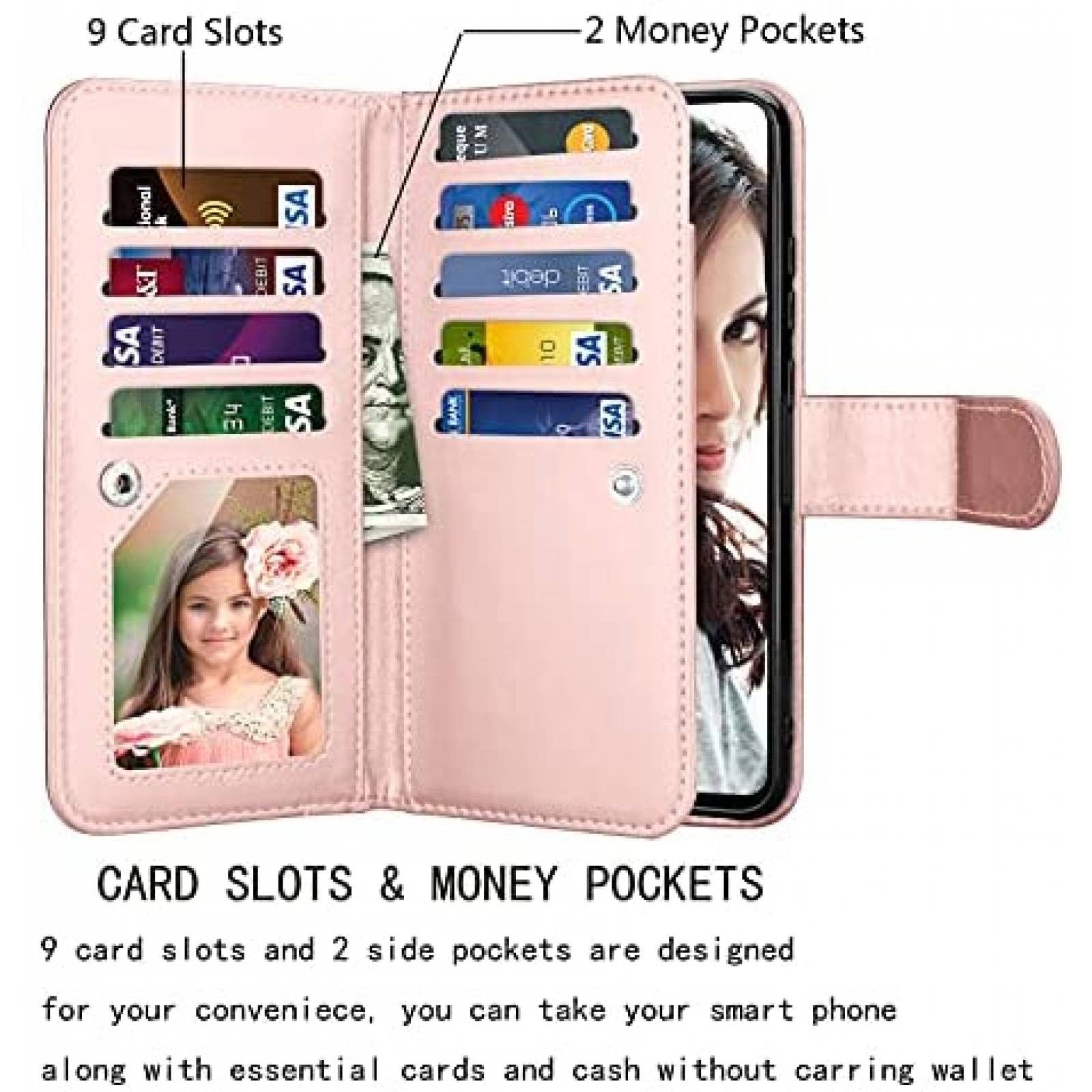Funda Flip Tipo Cartera Njjex para Galaxy A52 5G/4G -Rosa