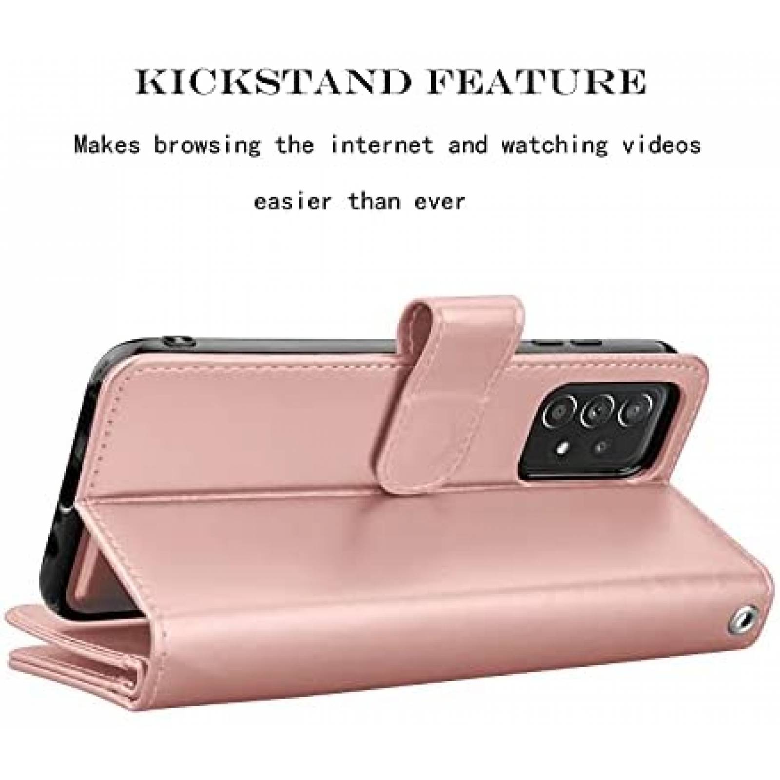 Funda Flip Tipo Cartera Njjex para Galaxy A52 5G/4G -Rosa