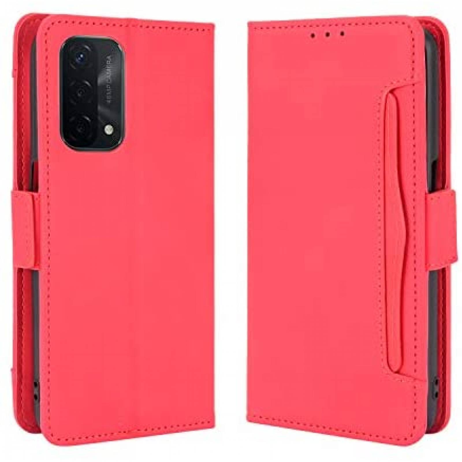 Funda Flip c/Tarjetero QiongNi para OnePlus Nord N200 -Rojo