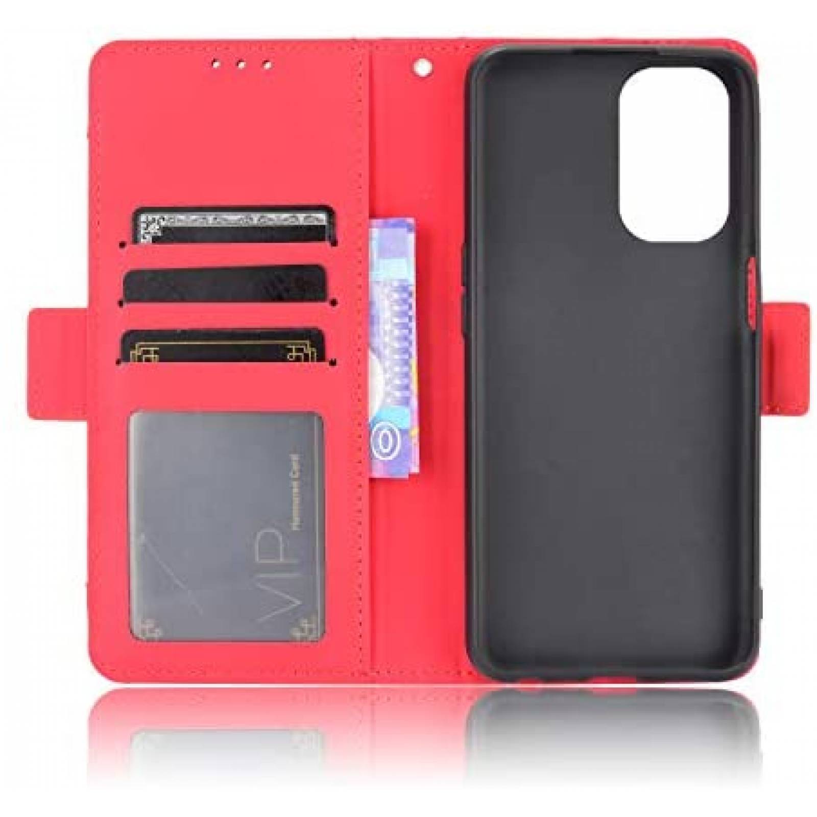 Funda Flip c/Tarjetero QiongNi para OnePlus Nord N200 -Rojo