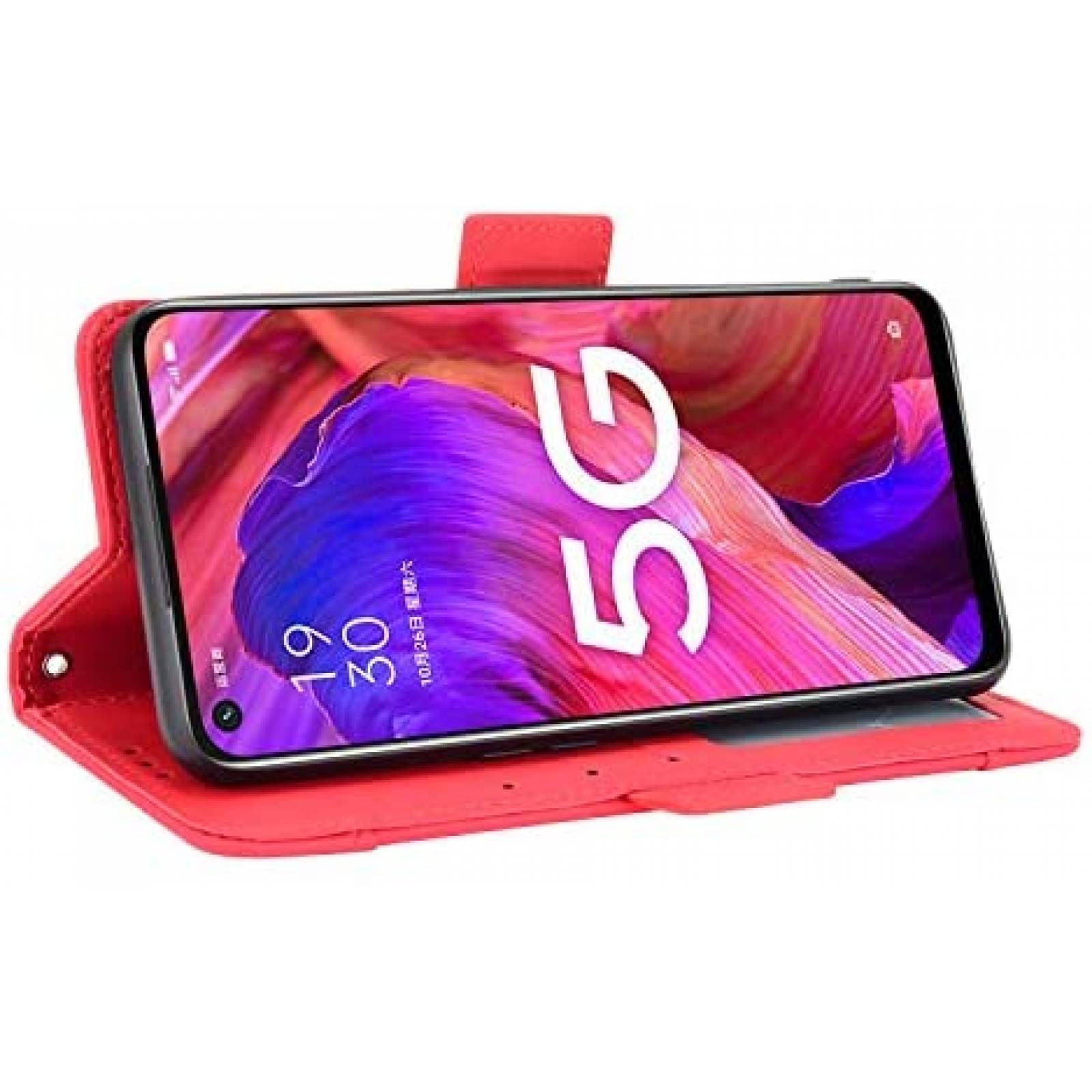 Funda Flip c/Tarjetero QiongNi para OnePlus Nord N200 -Rojo