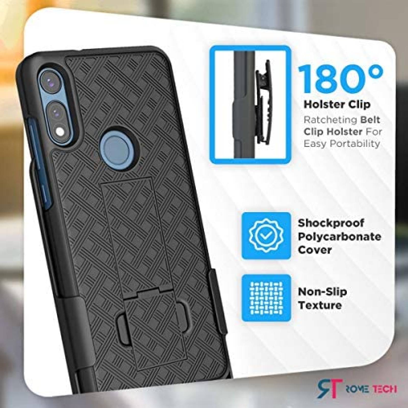 Funda Rome Tech para Motorola Moto E con correa -Negro