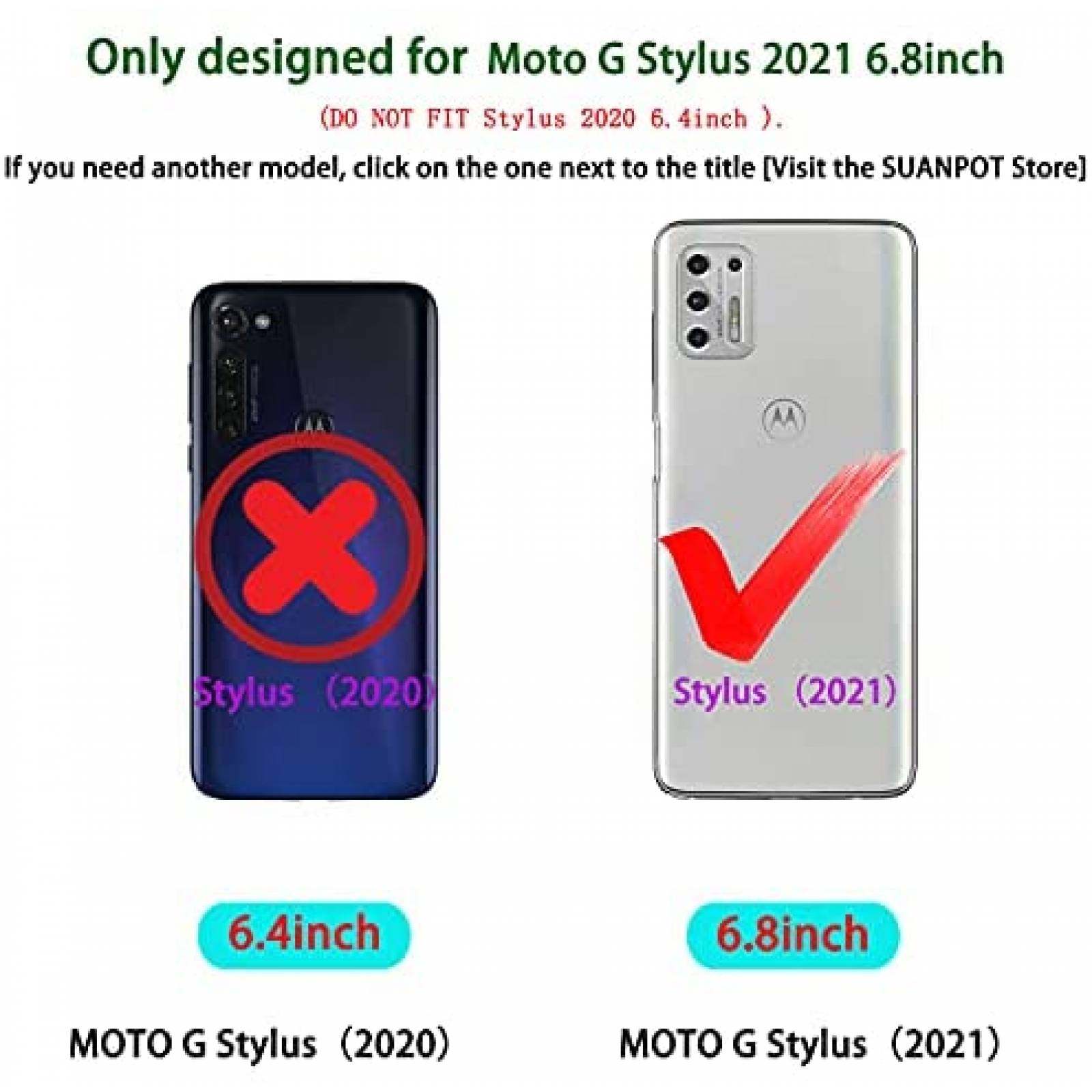 Funda SUANPOT Compatible Con Moto G Stylus 2021 -Negro