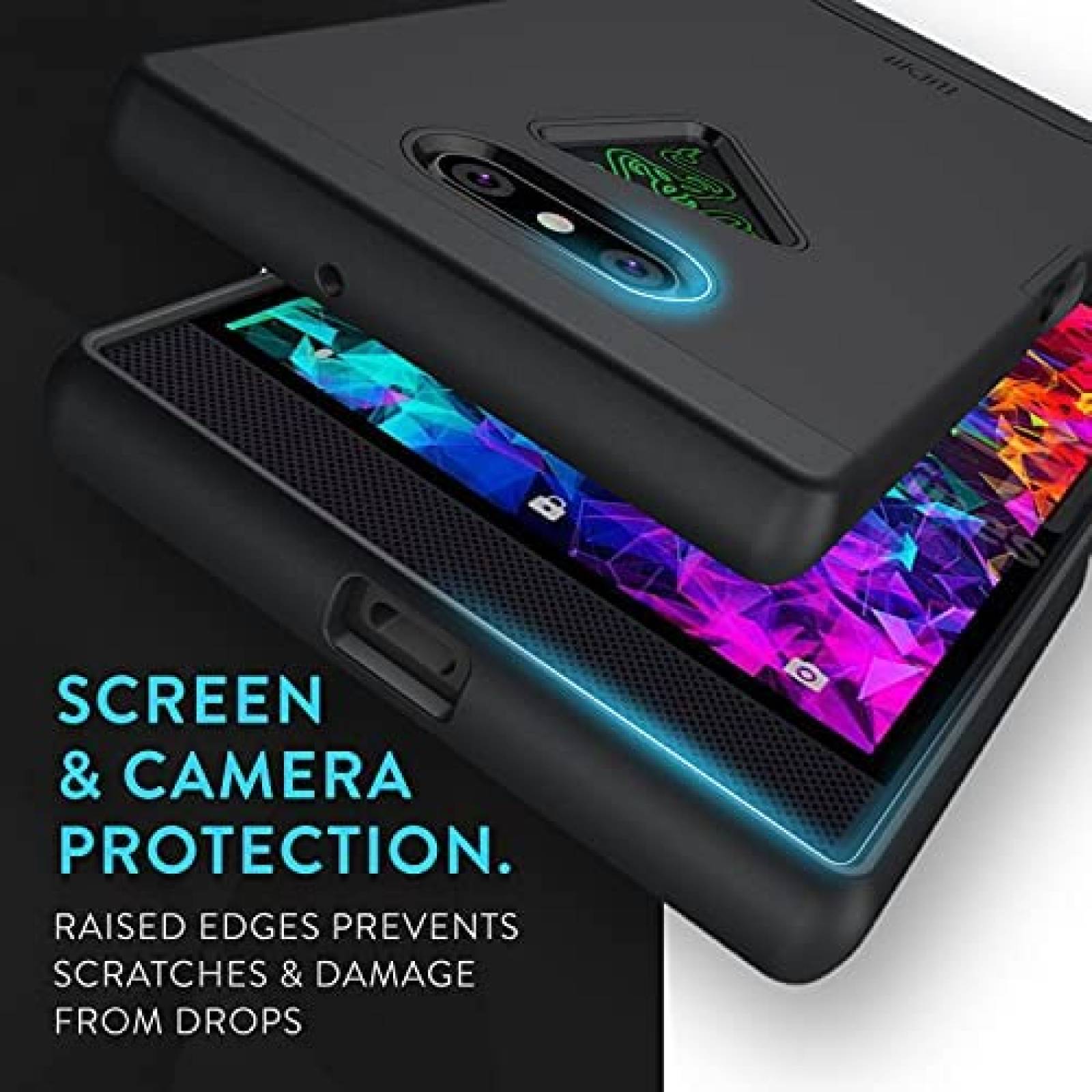 Carcasa TUDIA para Razer Phone 2 Doble Capa -Negro Mate